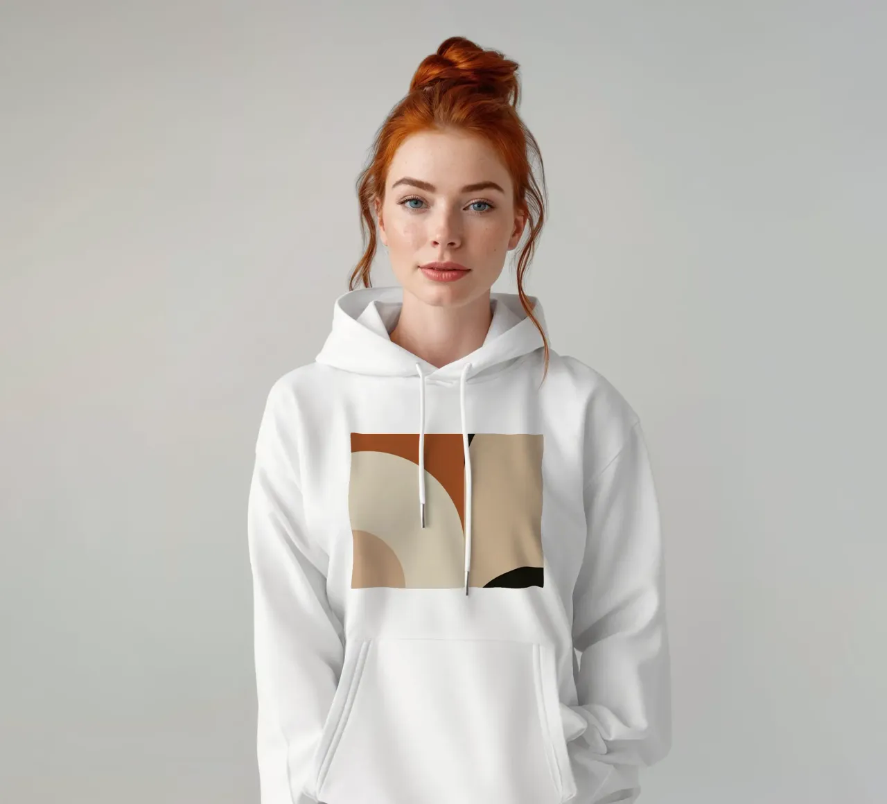 Composizione astratta con forme geometriche e tonalità della terra felpa con cappuccio da DesignDoodle
