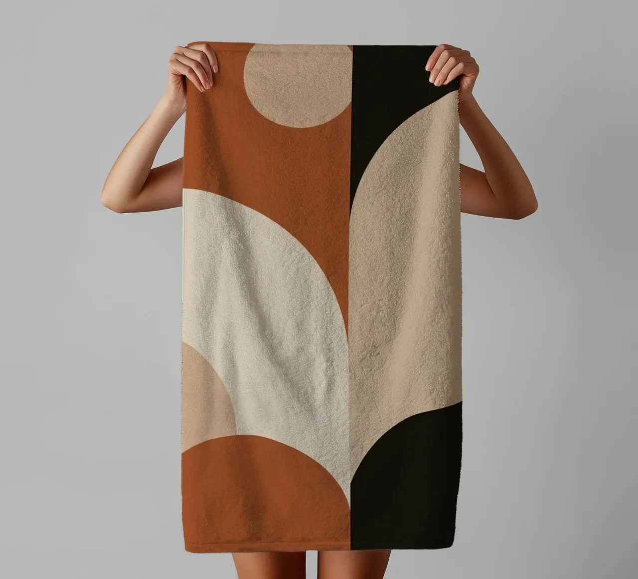 Abstract Composition with Geometric Shapes and Earth Tone towel by DesignDoodle
