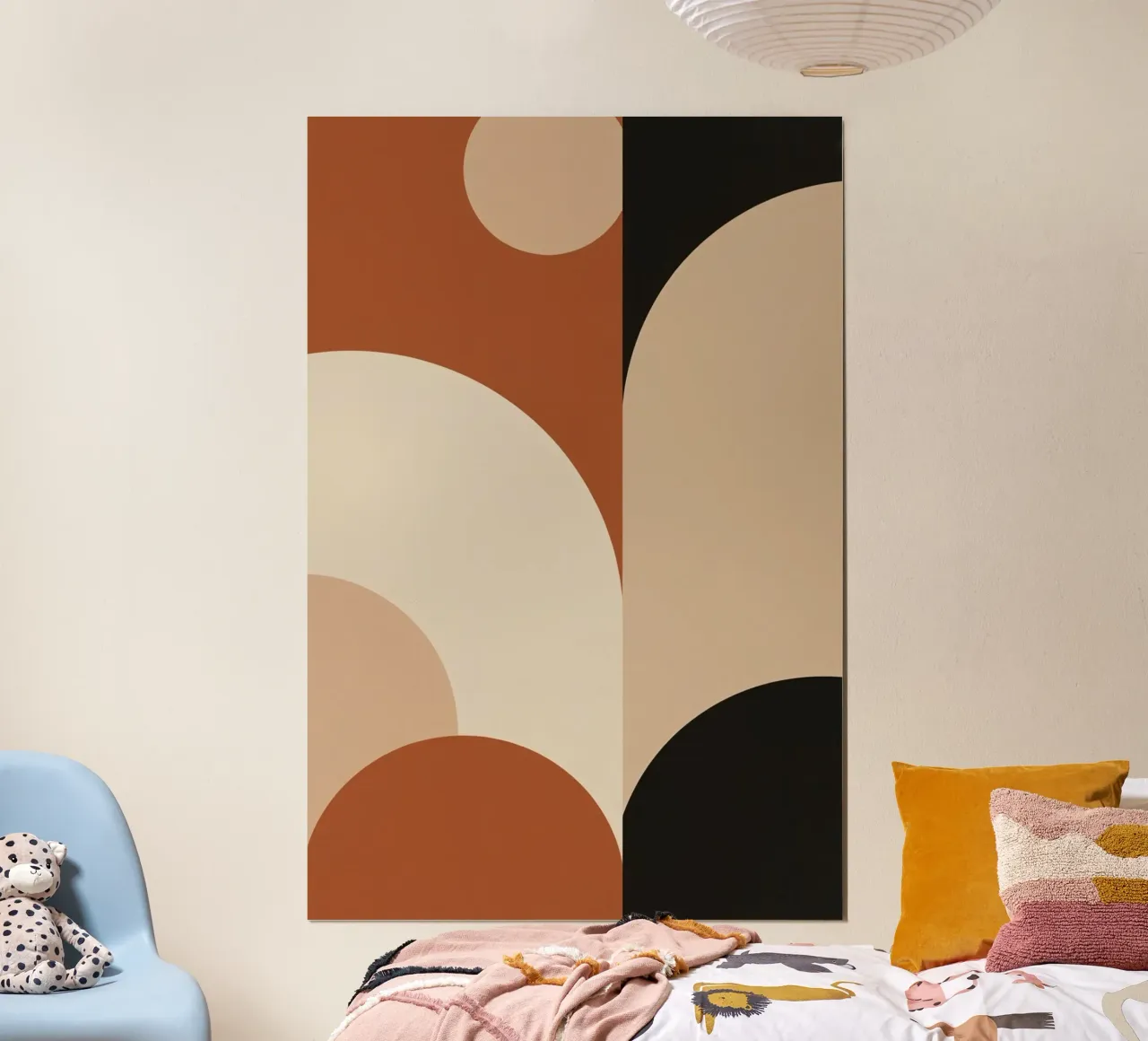 Composizione astratta con forme geometriche e tonalità della terra poster con telaio in alluminio da DesignDoodle