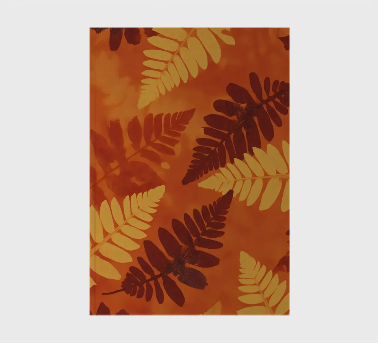 Motif abstrait de fougères dans les tons orange et jaune carnet de notes de DesignDoodle