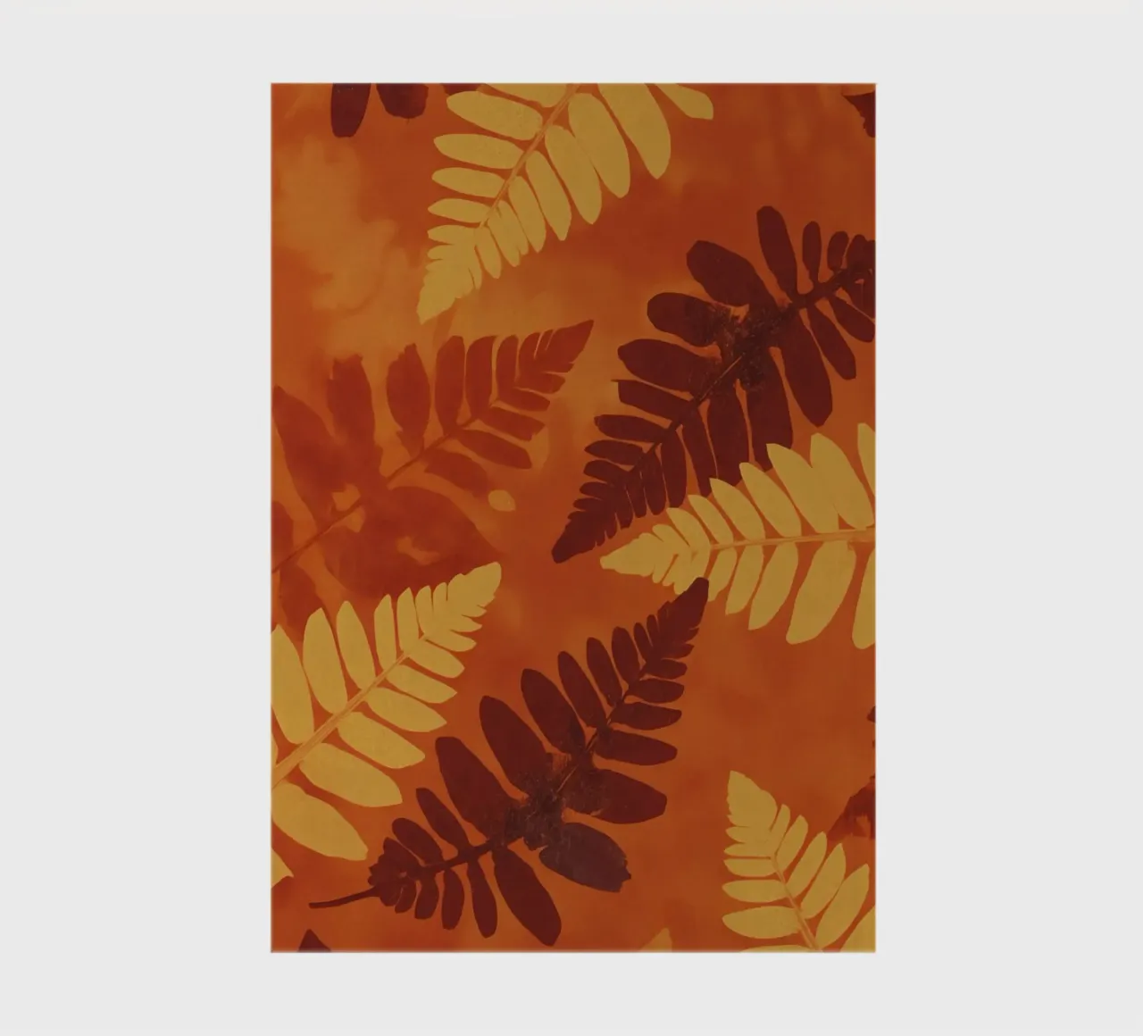 Motif abstrait de fougères dans les tons orange et jaune carnet de notes de DesignDoodle