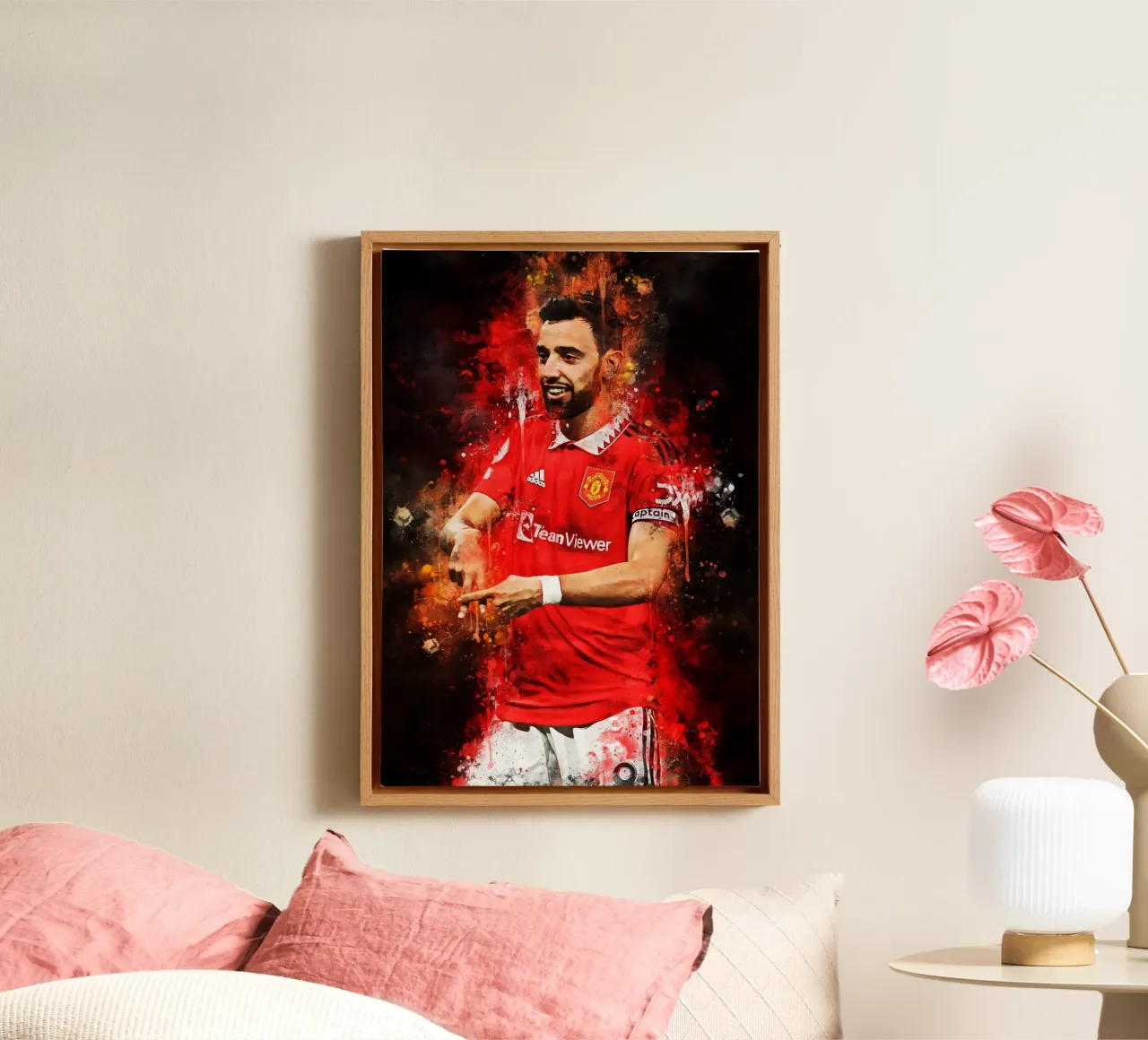 Bruno Fernandes Man Utd tela con Cornice a cassetta da MasterInkArt