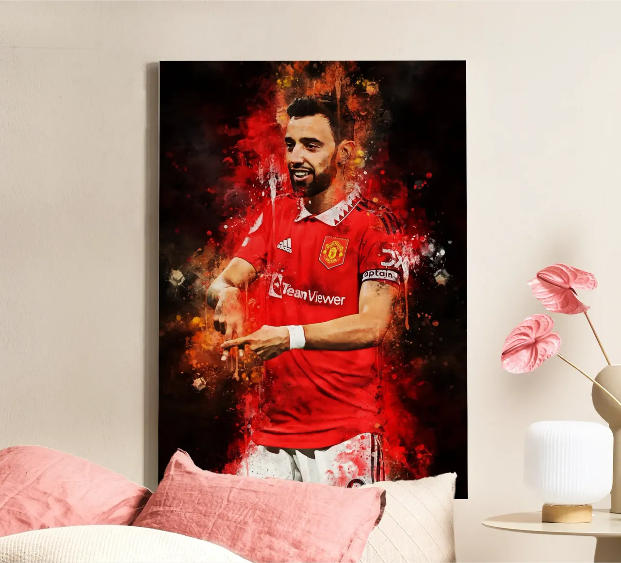 Bruno Fernandes Man Utd tela con Cornice a cassetta da MasterInkArt