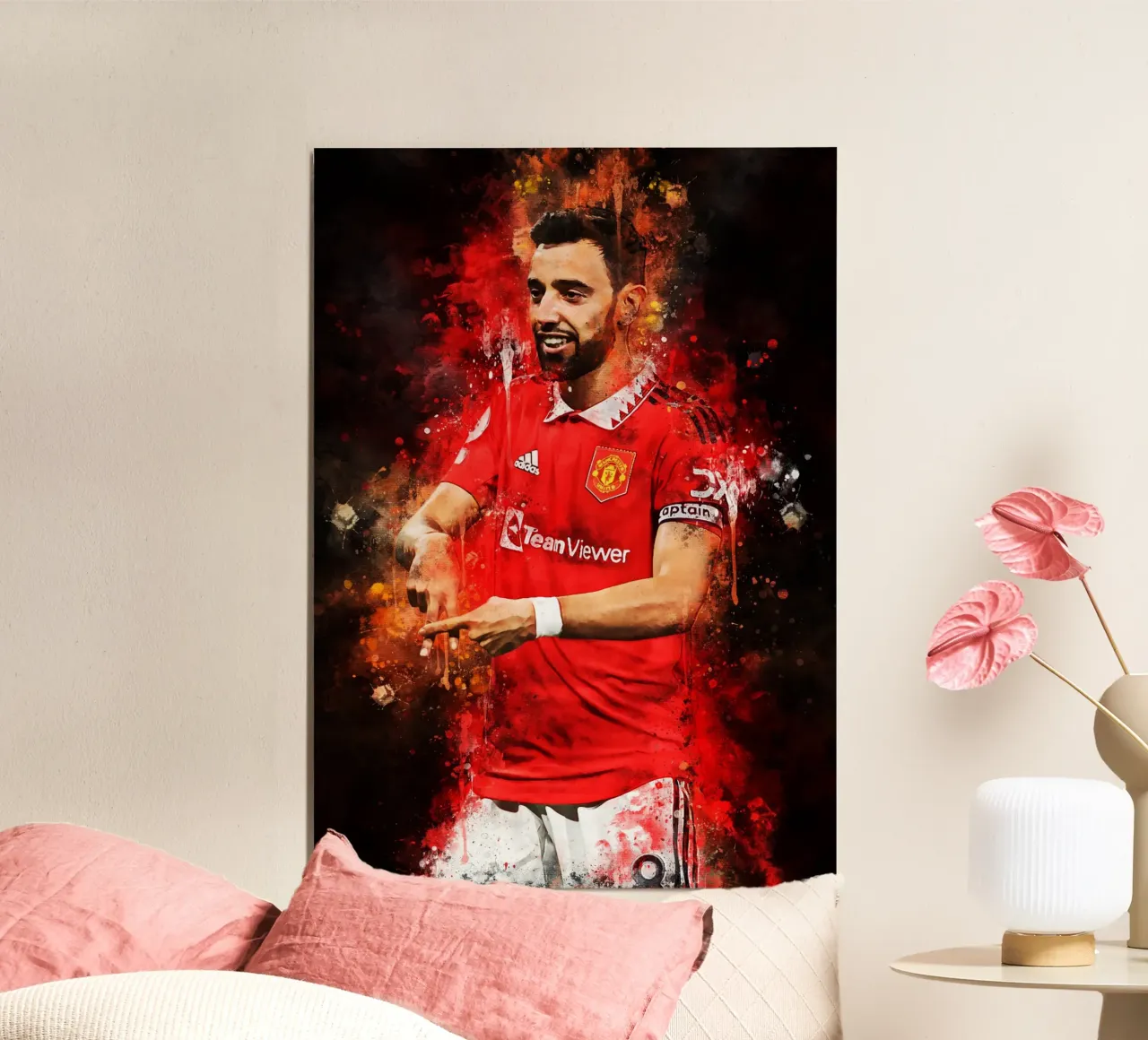 Bruno Fernandes Man Utd poster con telaio in alluminio da MasterInkArt