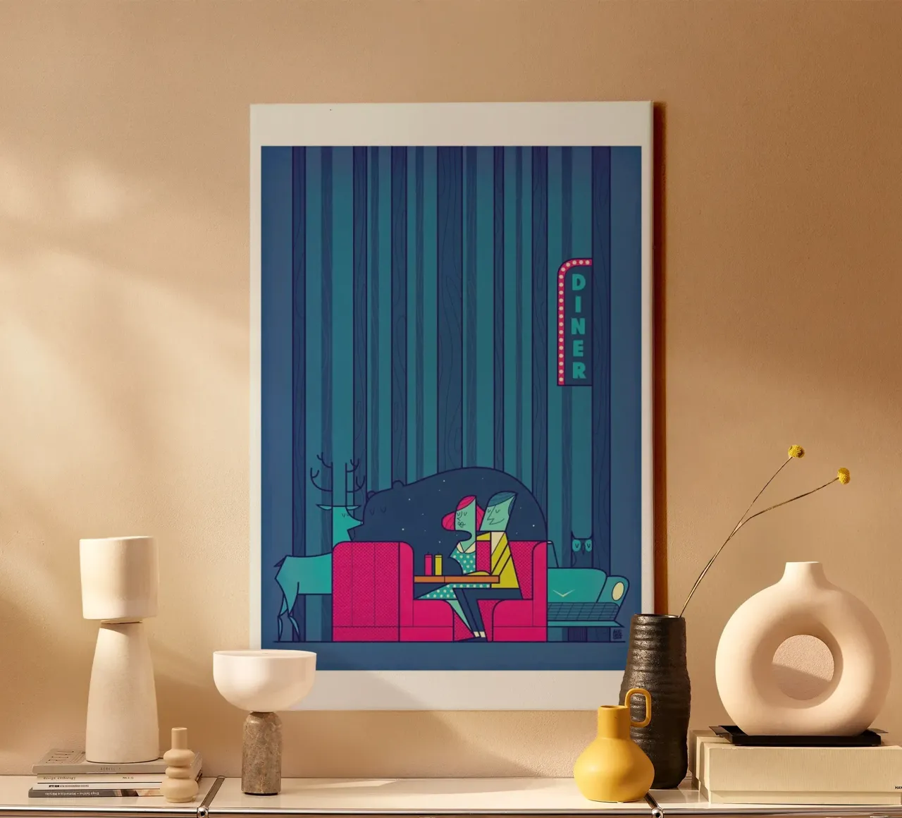 DINER tela con Cornice a cassetta da Ale Giorgini