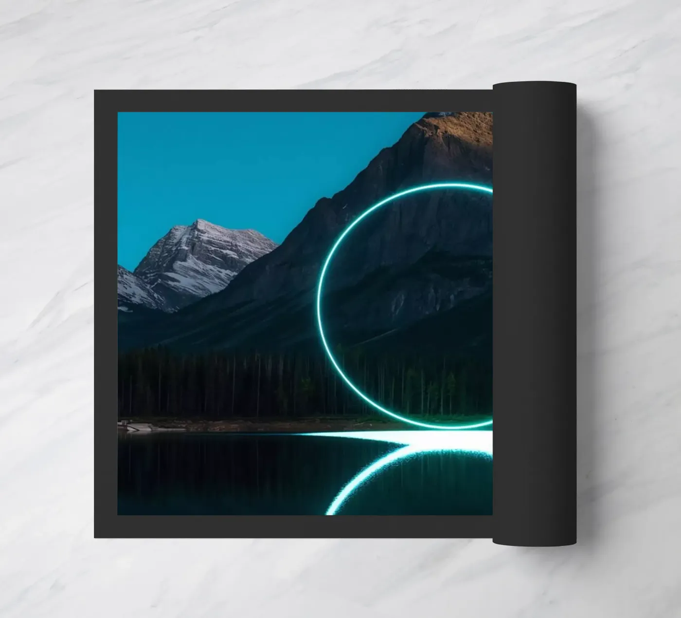 Lake reflection circles doormat by LeDieg