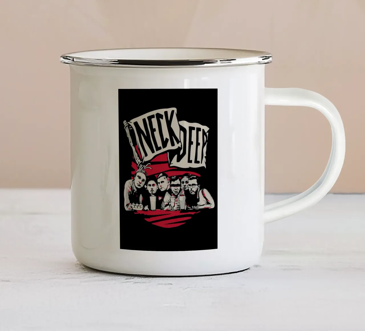 Neck Deep tazza in smalto da Dumery Art