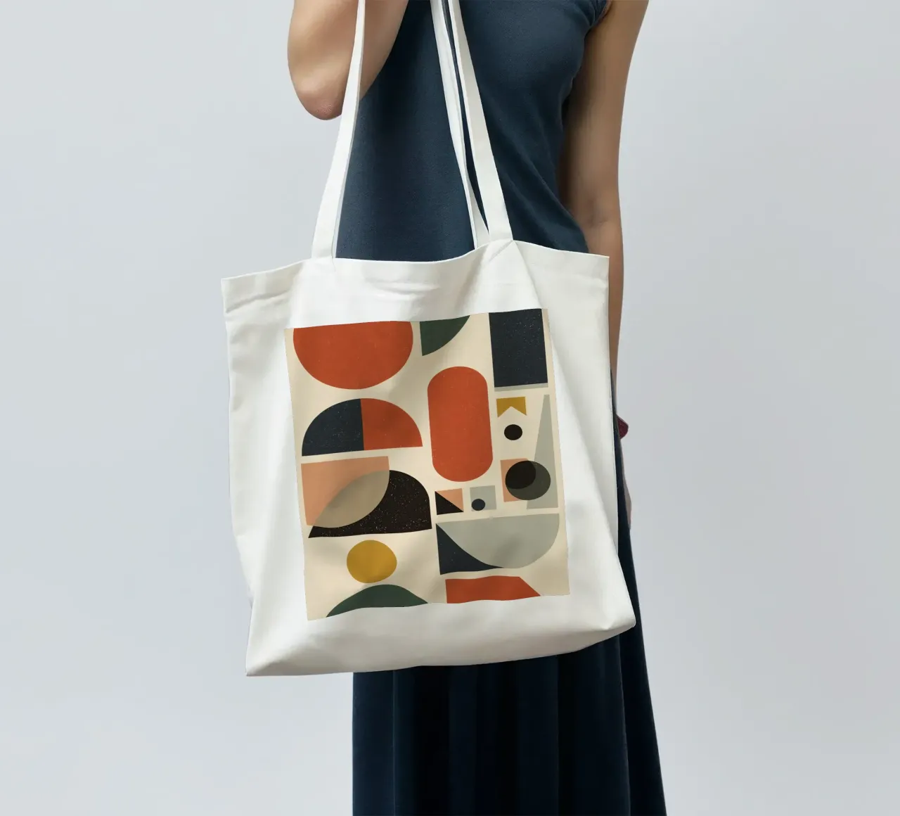 Composizione geometrica astratta di forme e colori borsa in juta da DesignDoodle