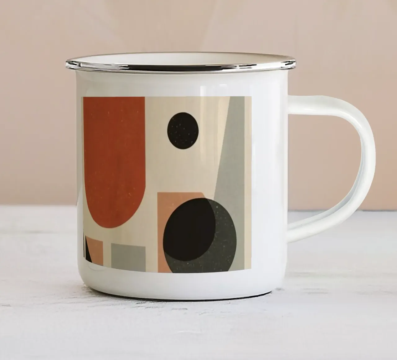 Composizione geometrica astratta di forme e colori tazza in smalto da DesignDoodle
