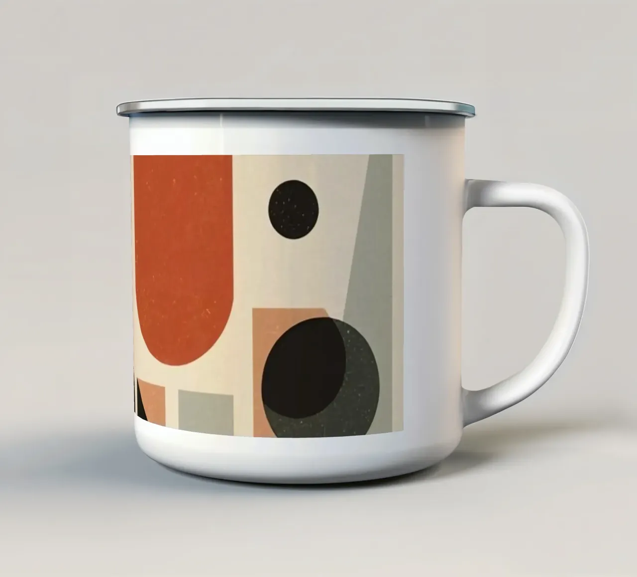 Composizione geometrica astratta di forme e colori tazza in smalto da DesignDoodle