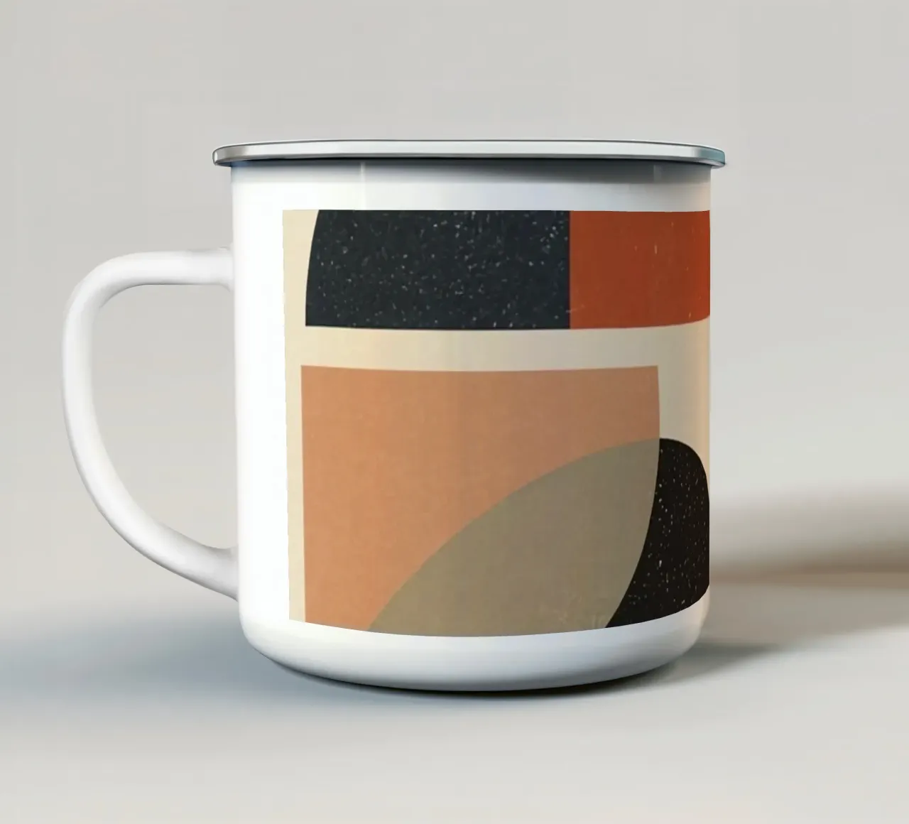 Composizione geometrica astratta di forme e colori tazza in smalto da DesignDoodle