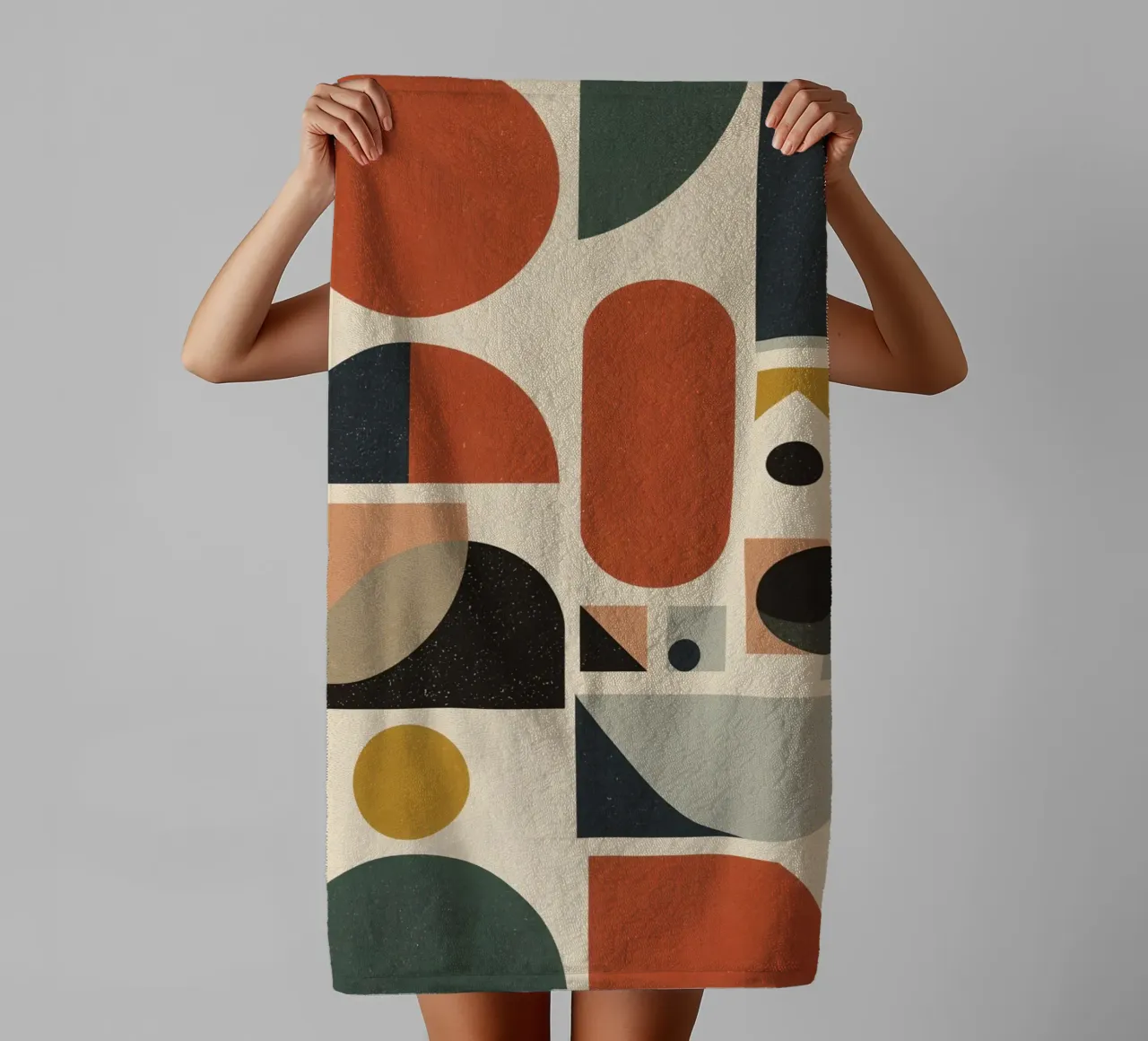 Abstract Geometric Composition of Shapes and Colors towel by DesignDoodle