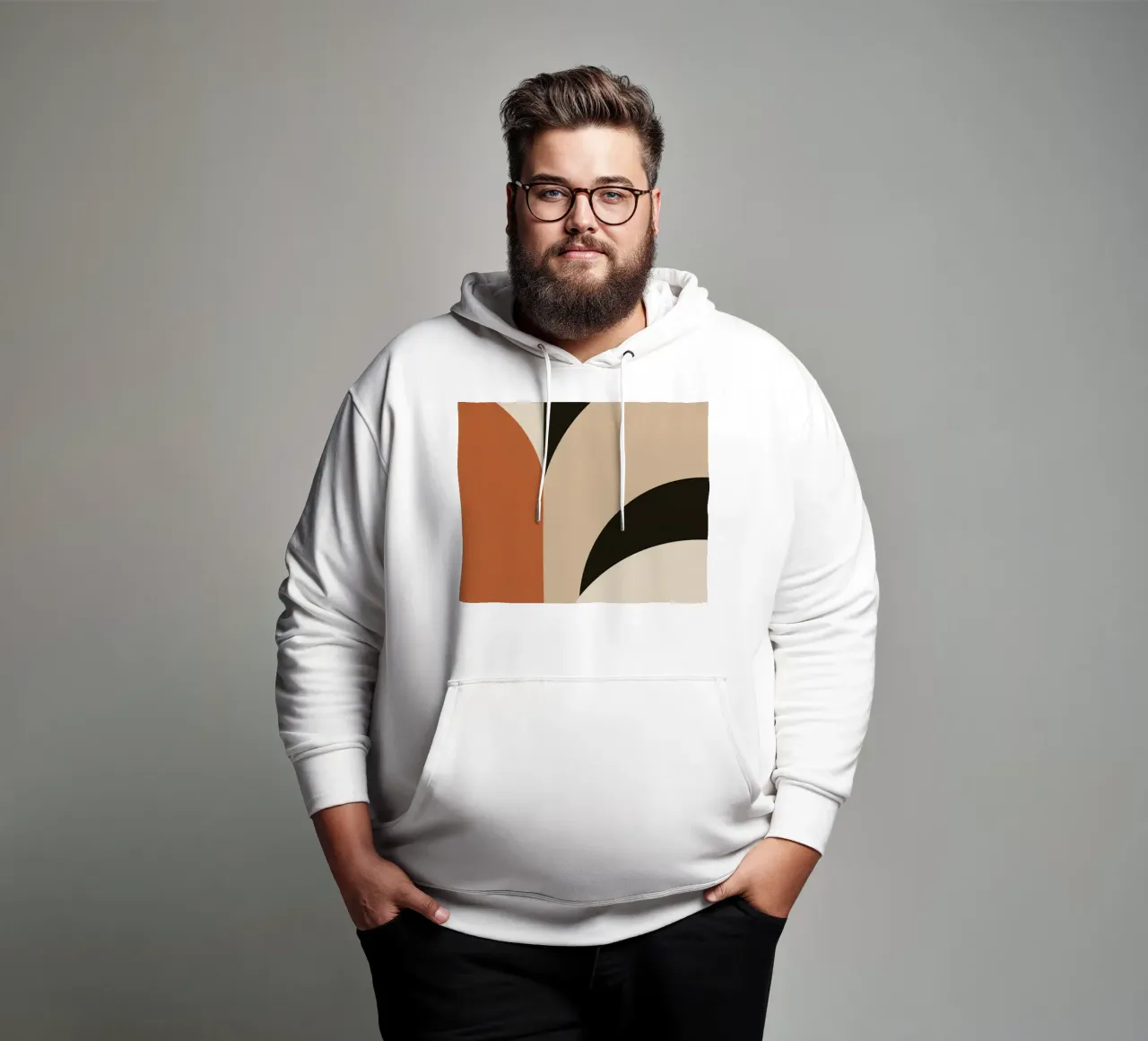 Composición geométrica abstracta con círculos y rectángulos sudadera con capucha de DesignDoodle