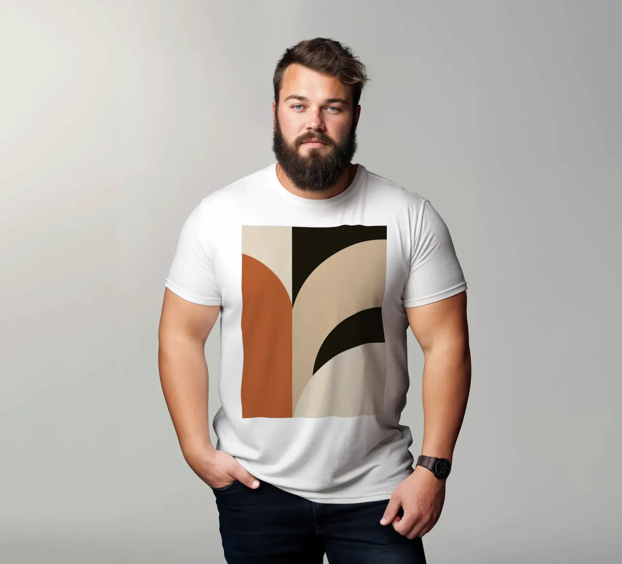 Abstract Geometric Composition with Circles and Rectangles t-shirt by DesignDoodle