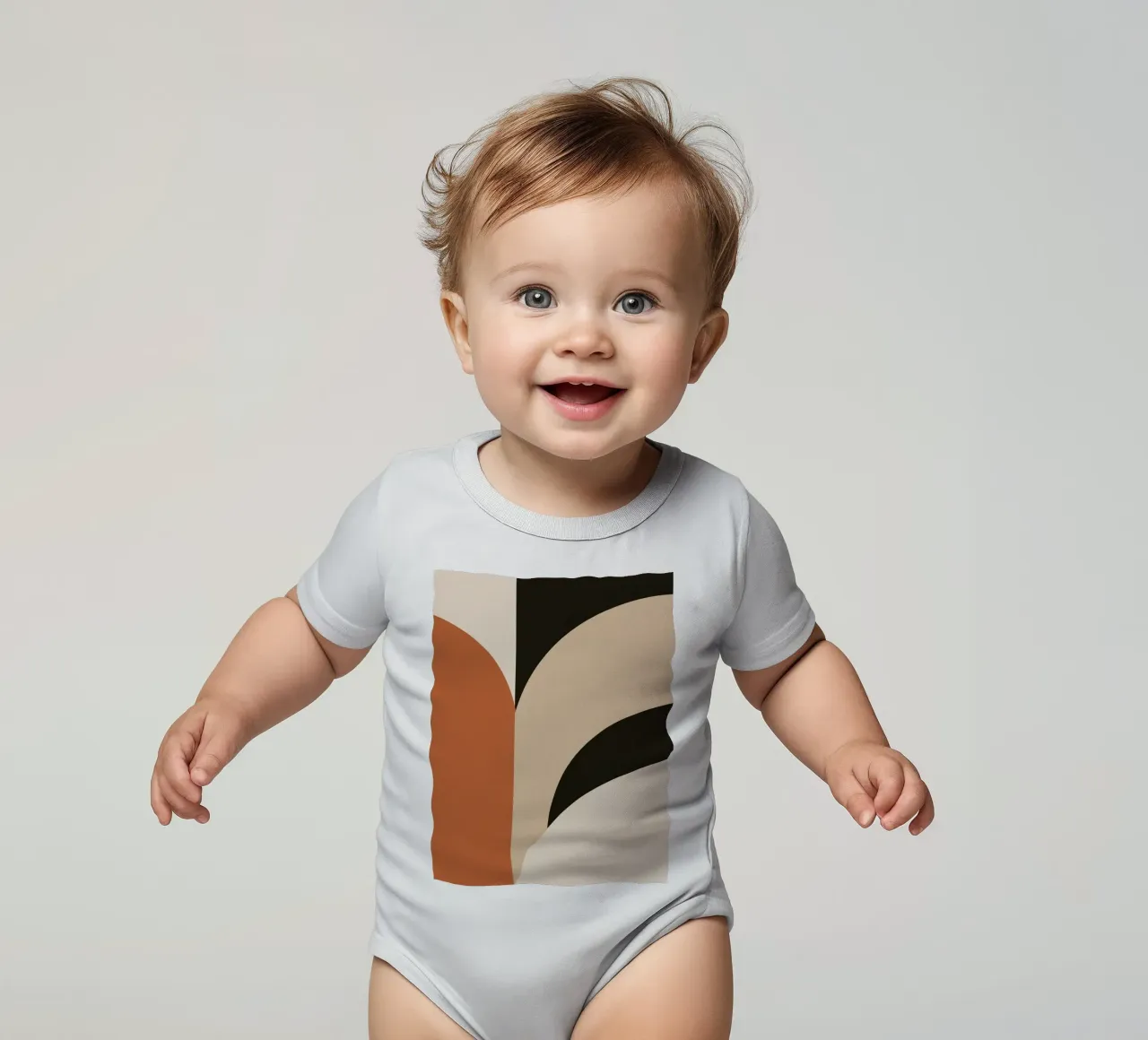 Abstract Geometric Composition with Circles and Rectangles short-sleeve baby romper by DesignDoodle