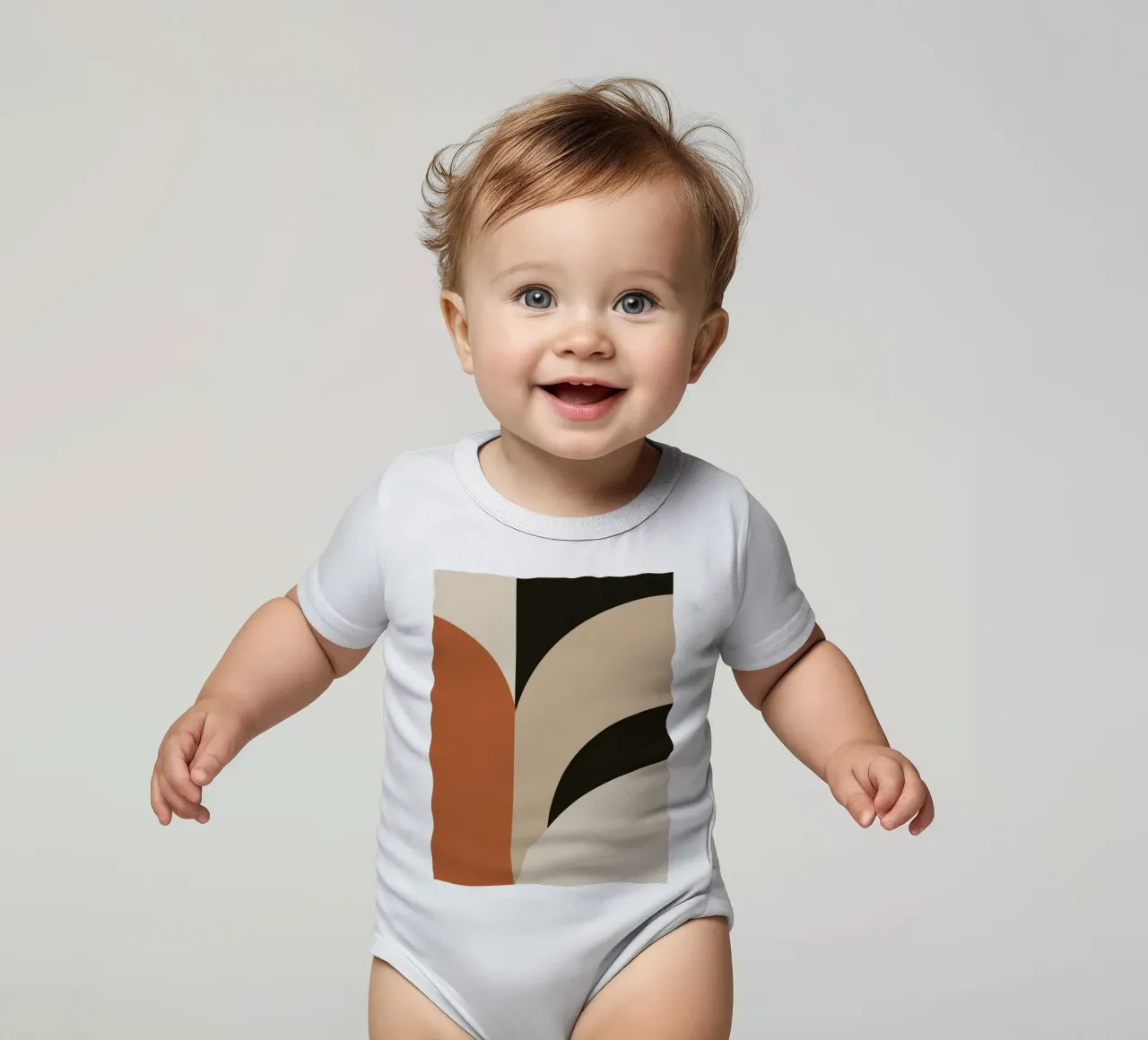 Abstract Geometric Composition with Circles and Rectangles short-sleeve baby romper by DesignDoodle