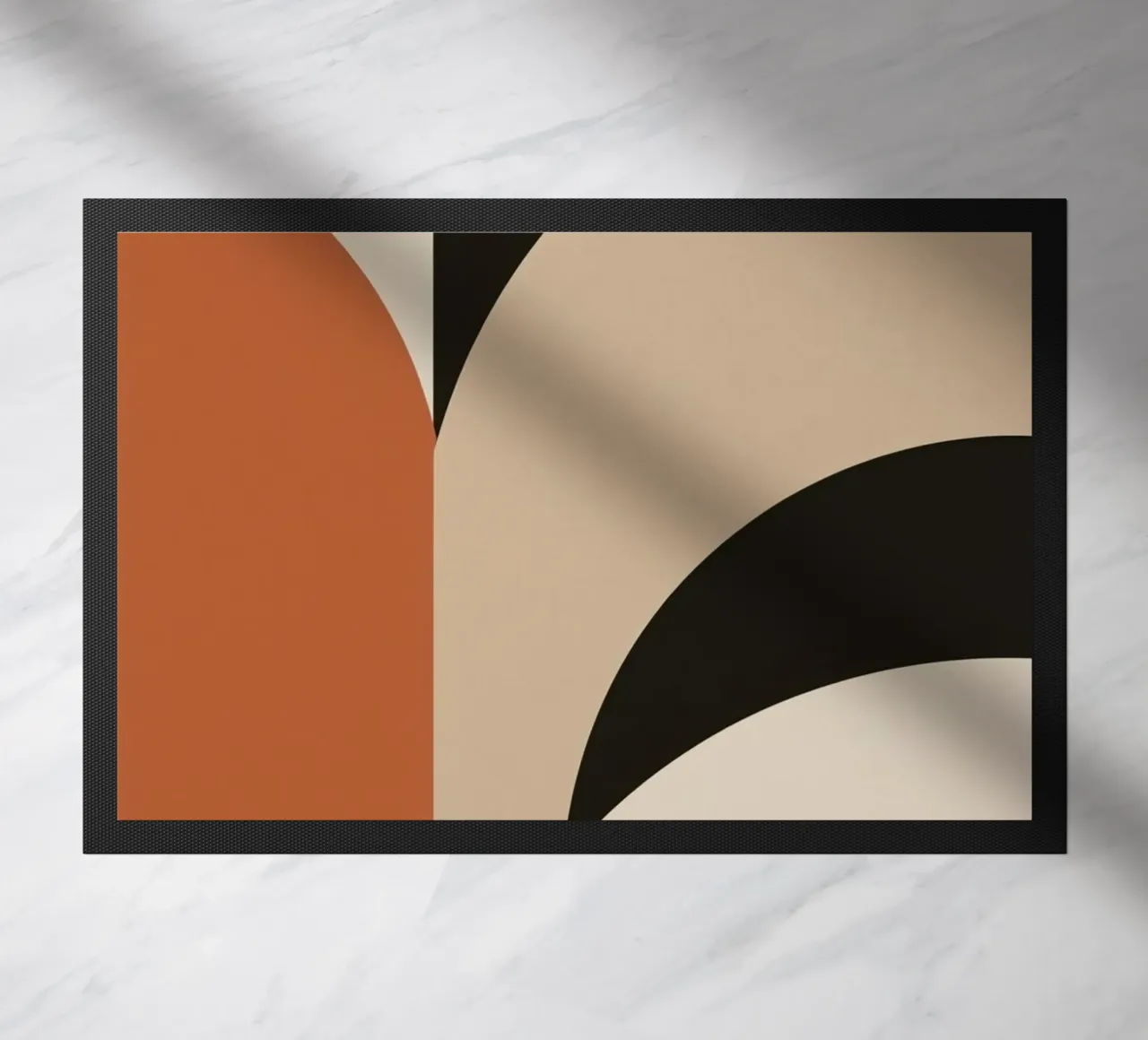 Abstract Geometric Composition with Circles and Rectangles doormat by DesignDoodle