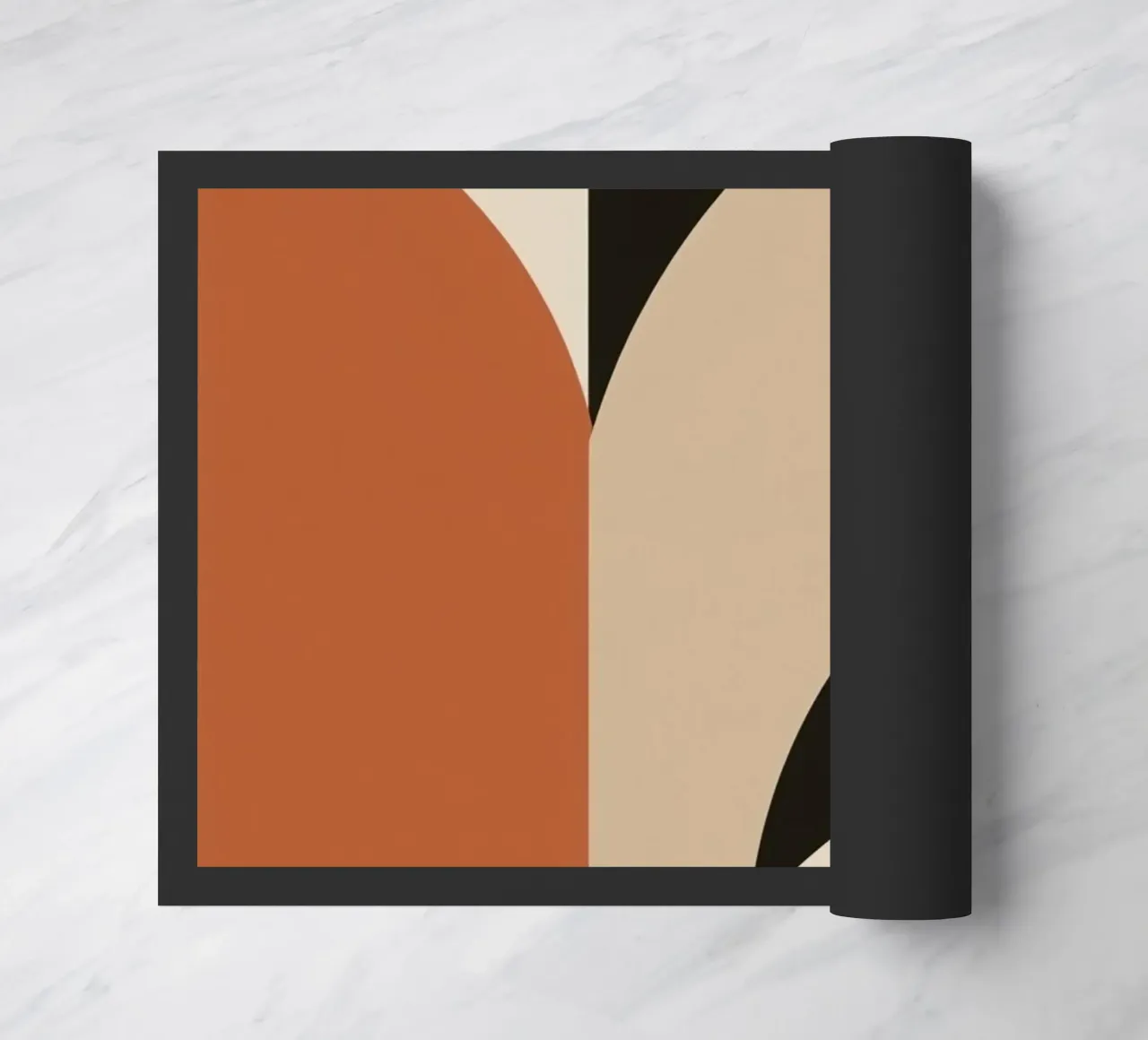 Abstract Geometric Composition with Circles and Rectangles doormat by DesignDoodle