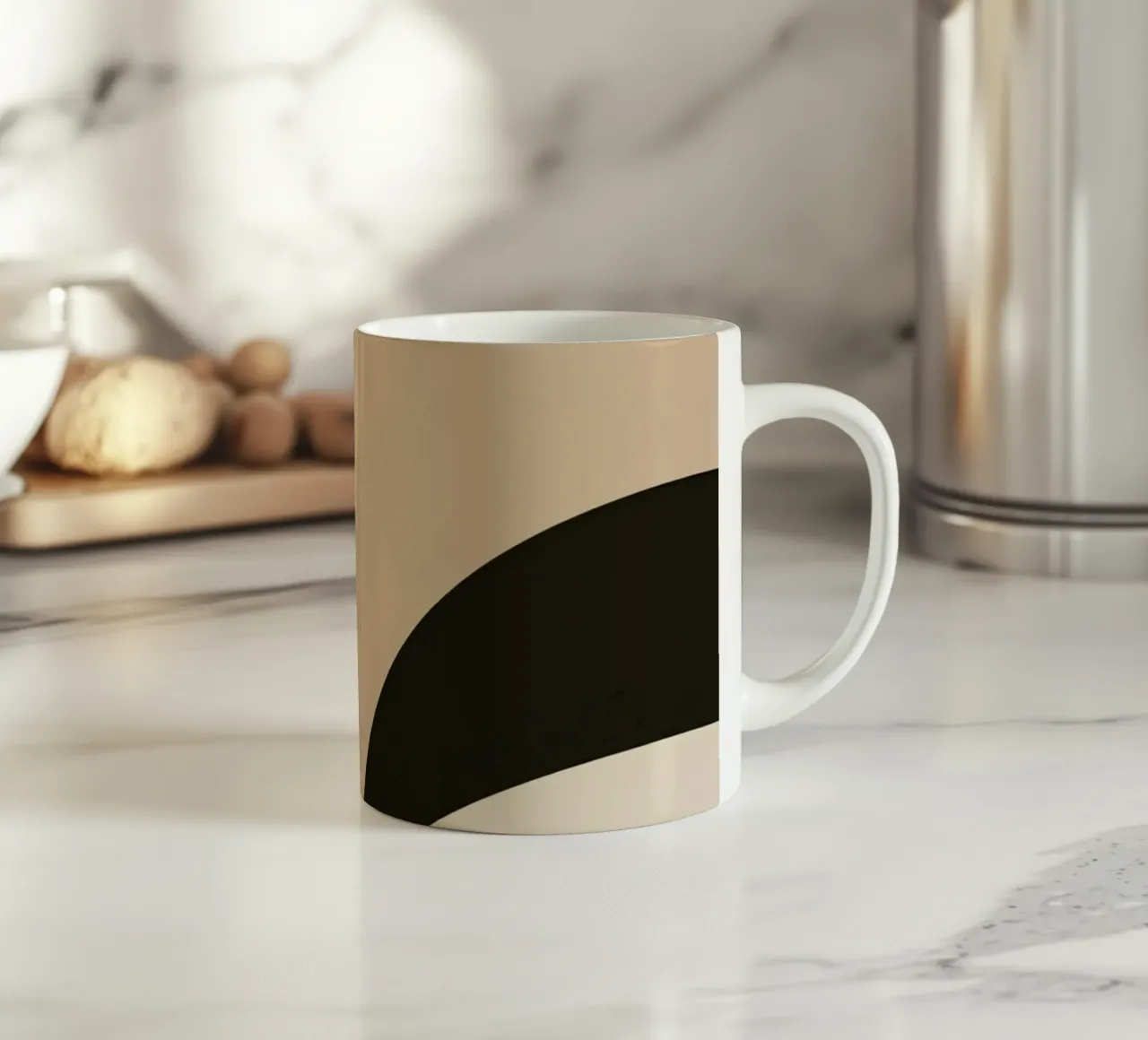 Abstract Geometric Composition with Circles and Rectangles ceramic mug by DesignDoodle