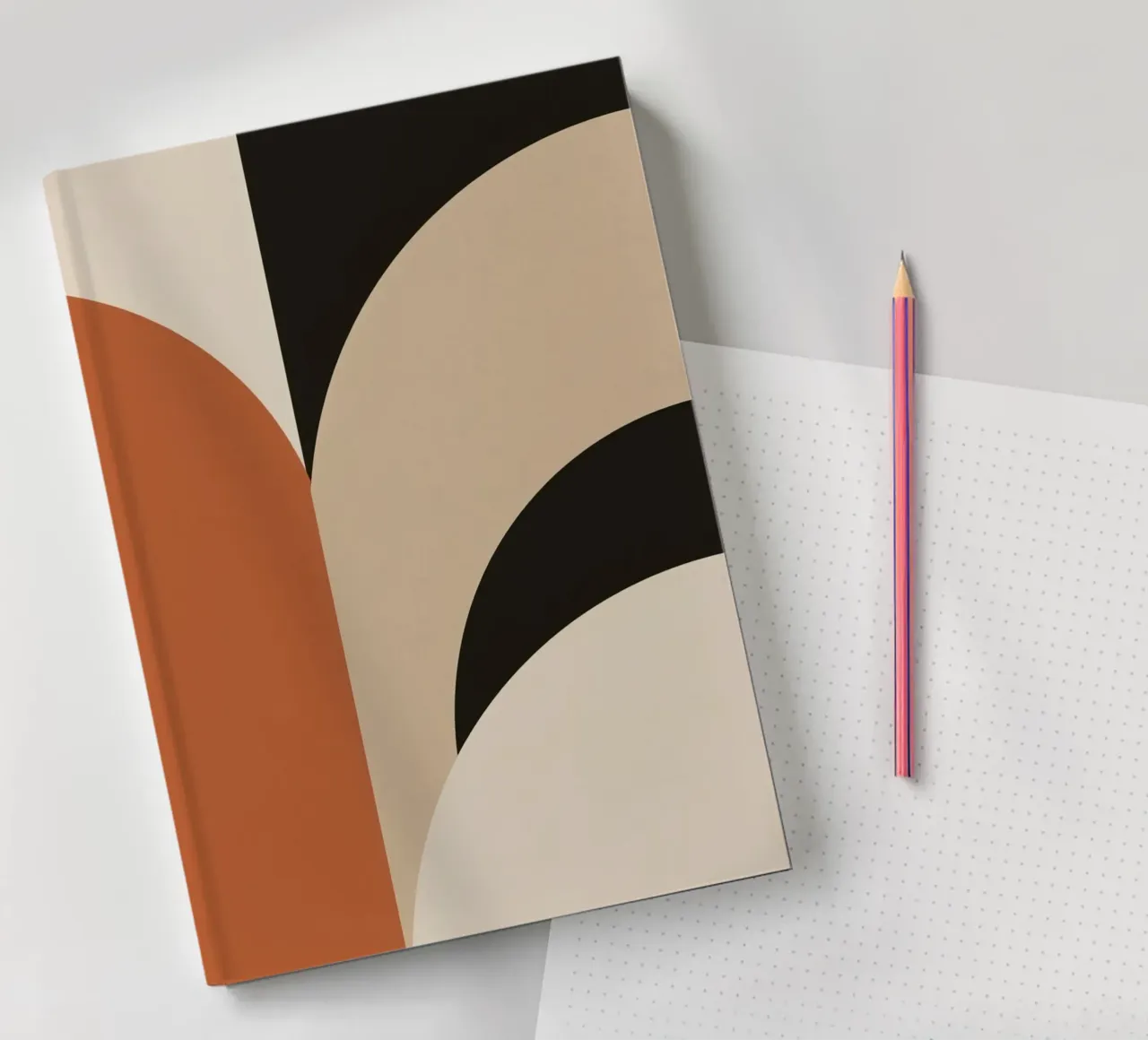 Abstract Geometric Composition with Circles and Rectangles notebook by DesignDoodle