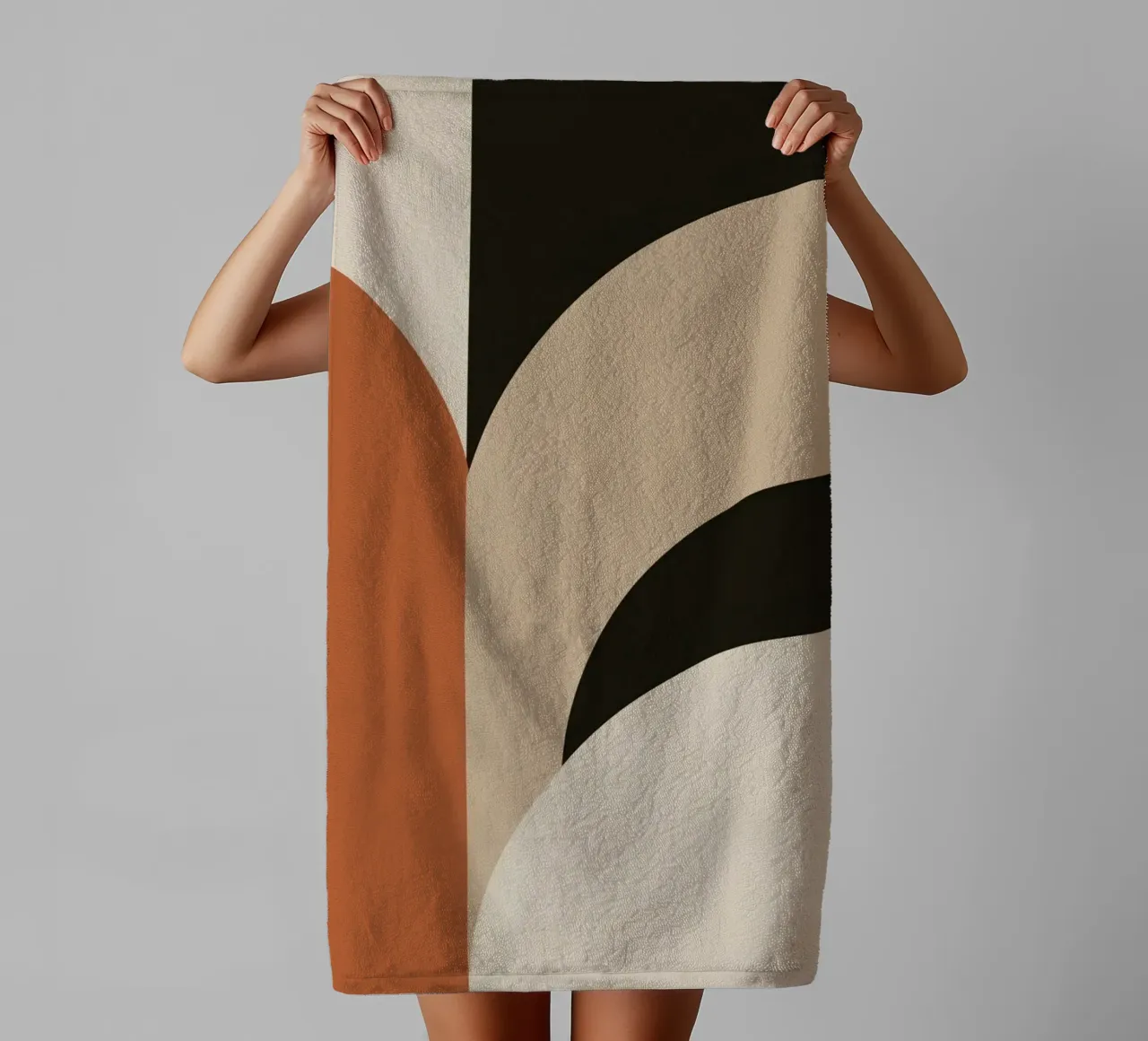 Abstract Geometric Composition with Circles and Rectangles towel by DesignDoodle