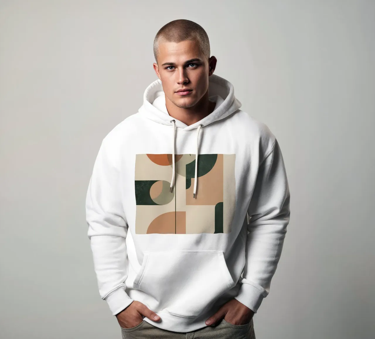 Composición geométrica abstracta con círculos rectángulos sudadera con capucha de DesignDoodle