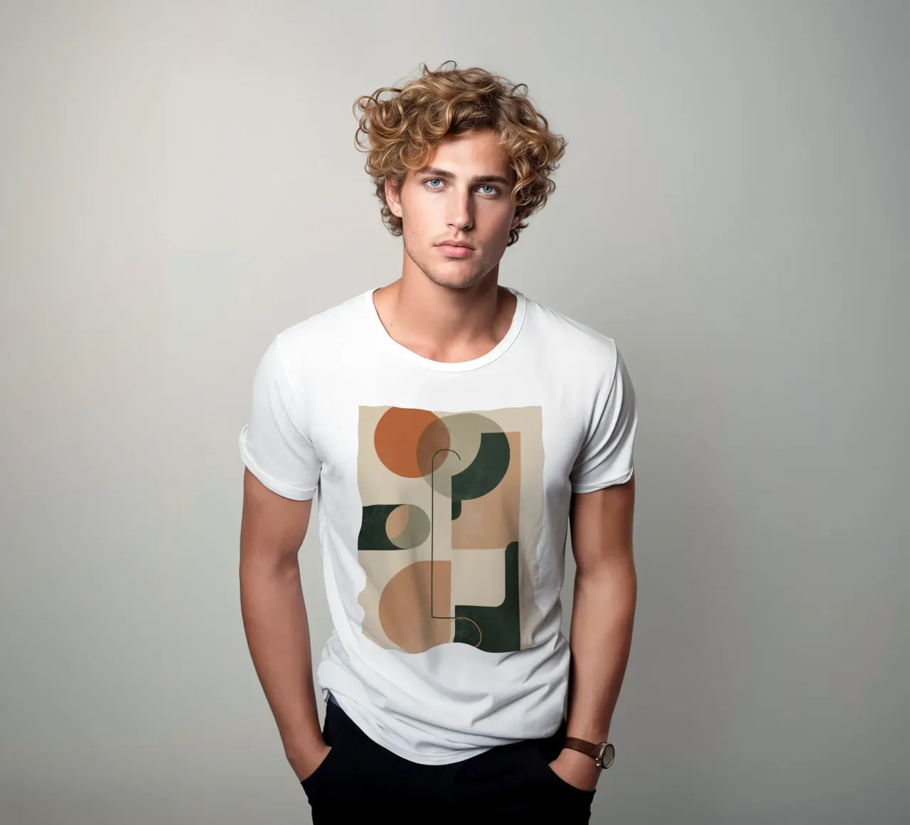 Composición geométrica abstracta con círculos rectángulos camiseta de DesignDoodle