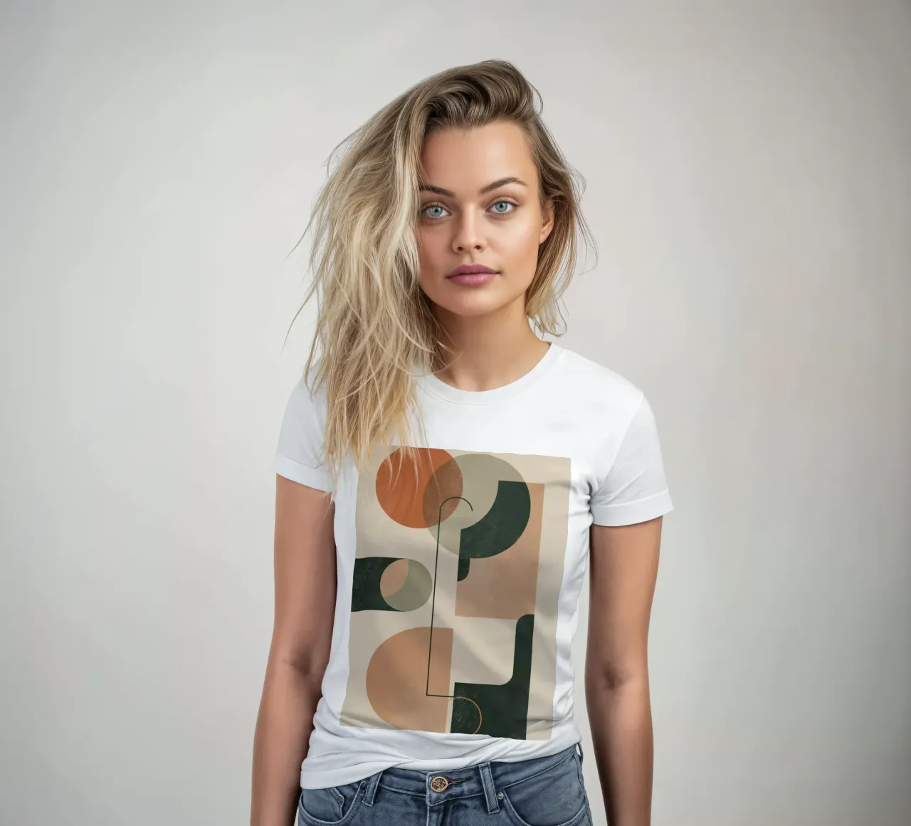 Composición geométrica abstracta con círculos rectángulos camiseta de mujer de DesignDoodle