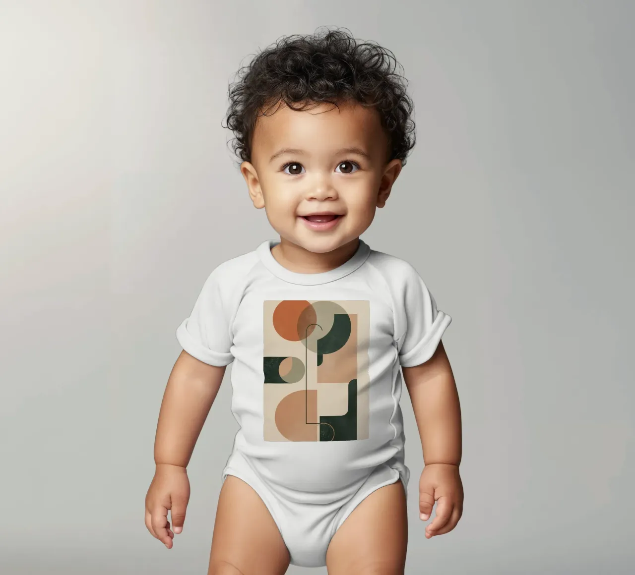 Abstract Geometric Composition with Circles Rectangles short-sleeve baby romper by DesignDoodle