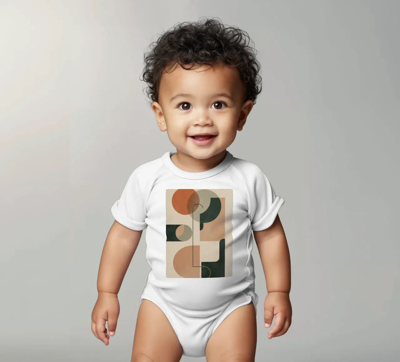 Abstract Geometric Composition with Circles Rectangles short-sleeve baby romper by DesignDoodle