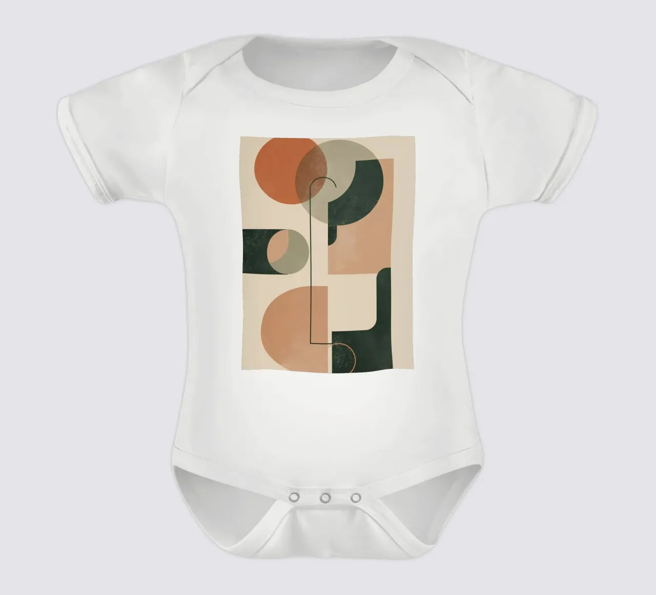 Abstract Geometric Composition with Circles Rectangles short-sleeve baby romper by DesignDoodle