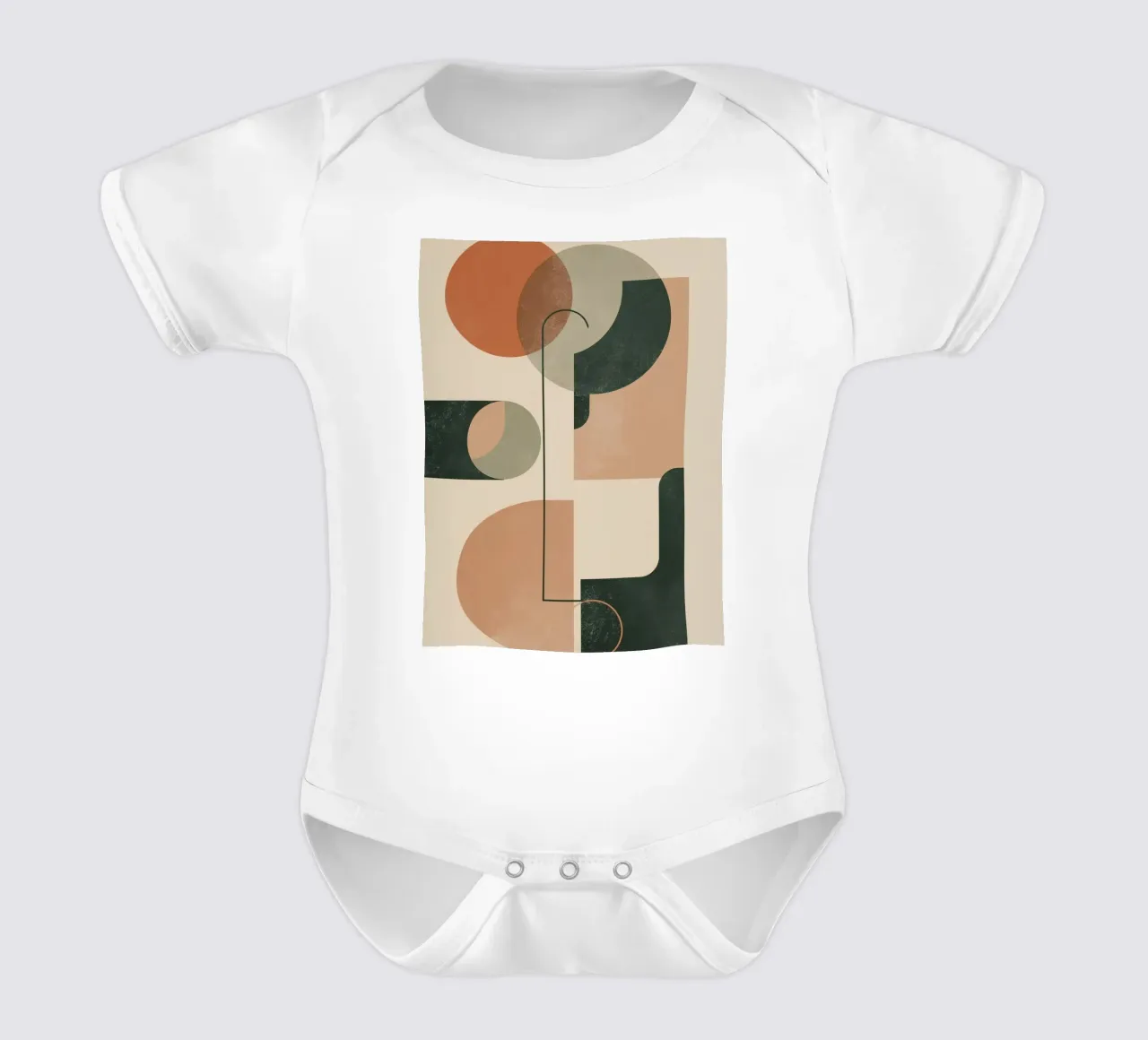 Abstract Geometric Composition with Circles Rectangles short-sleeve baby romper by DesignDoodle
