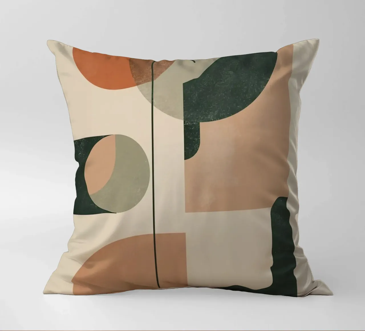 Abstract Geometric Composition with Circles Rectangles decorative cushion by DesignDoodle