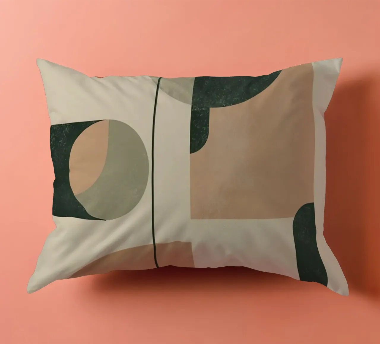 Abstract Geometric Composition with Circles Rectangles decorative cushion by DesignDoodle