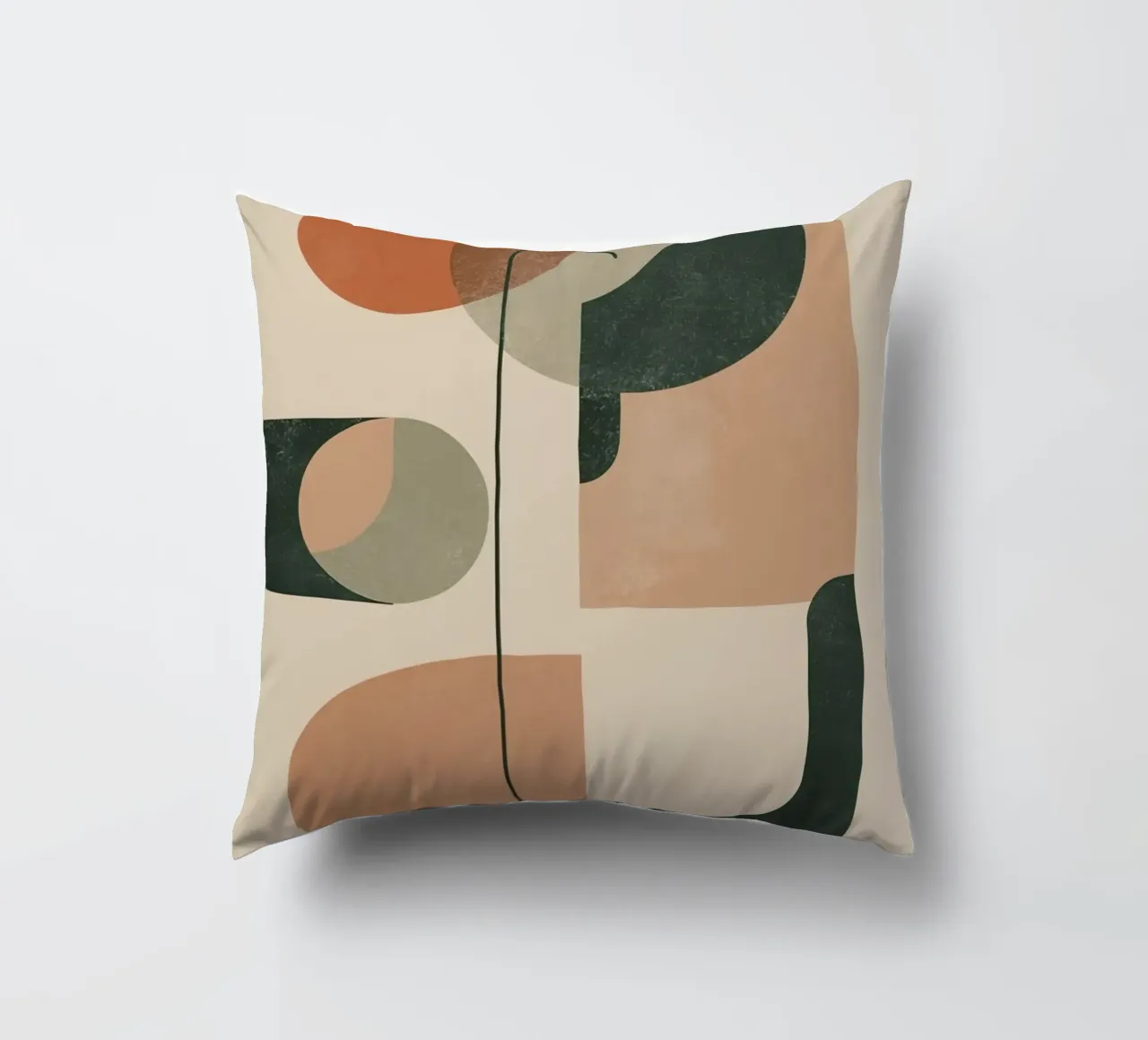 Abstract Geometric Composition with Circles Rectangles decorative cushion by DesignDoodle