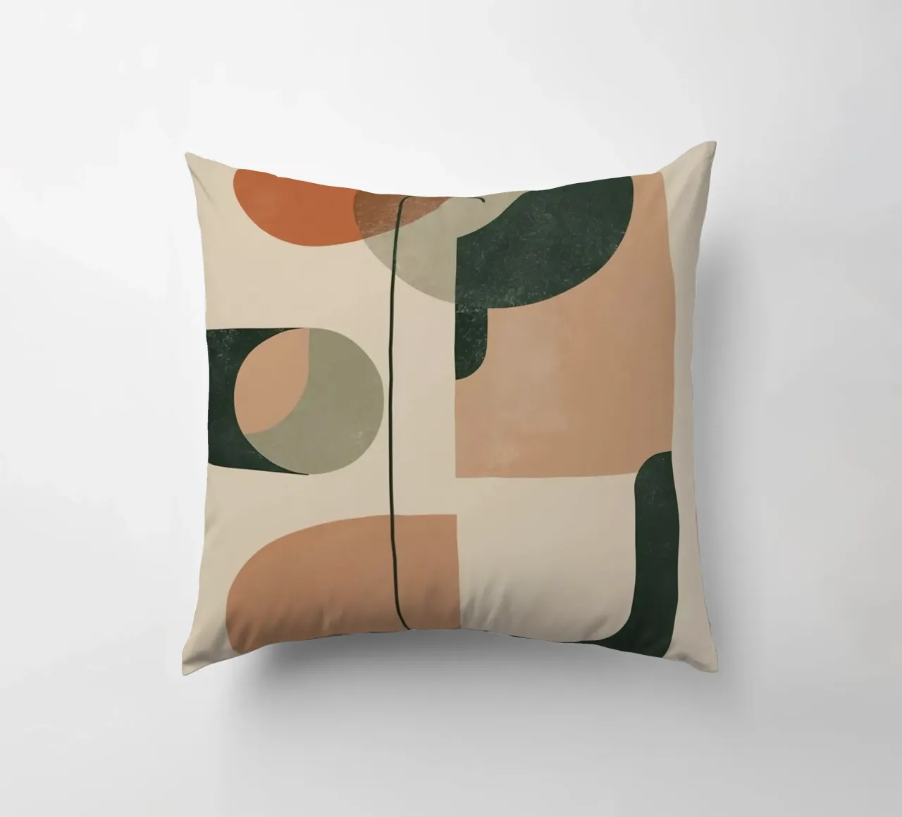 Abstract Geometric Composition with Circles Rectangles decorative cushion by DesignDoodle