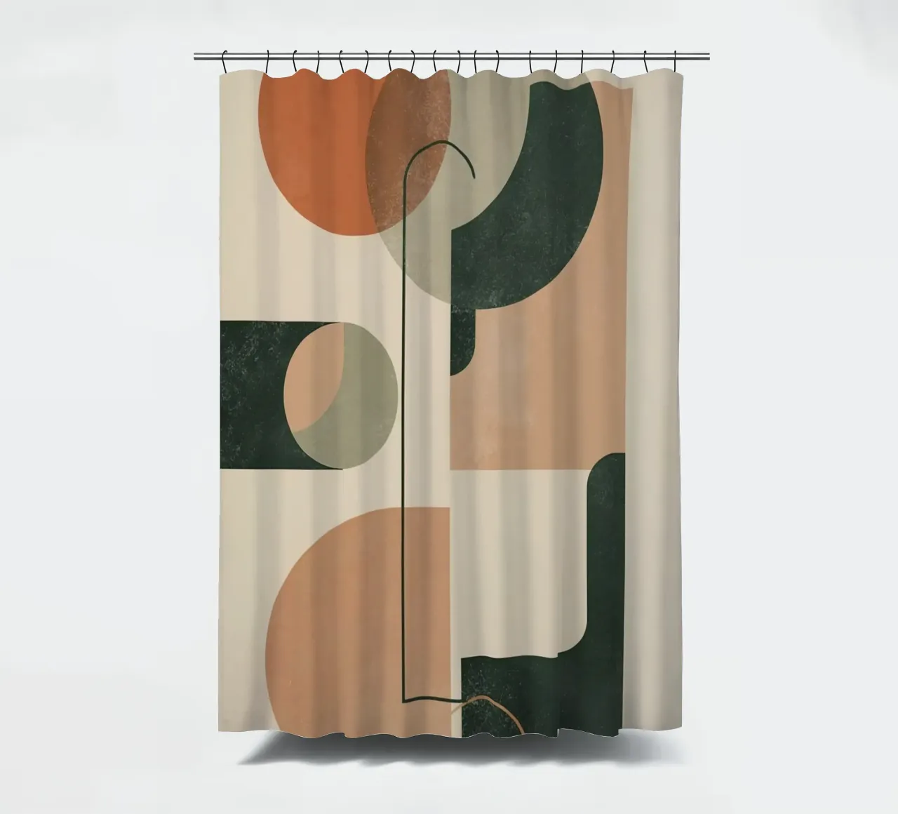 Composición geométrica abstracta con círculos rectángulos cortina de baño de DesignDoodle