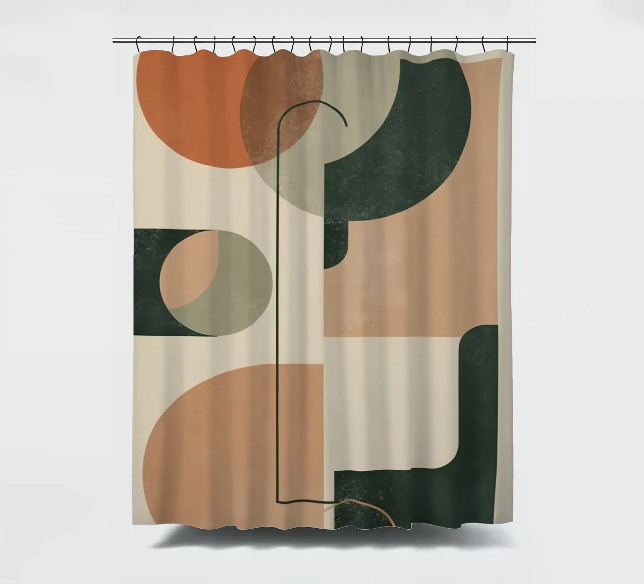 Composición geométrica abstracta con círculos rectángulos cortina de baño de DesignDoodle