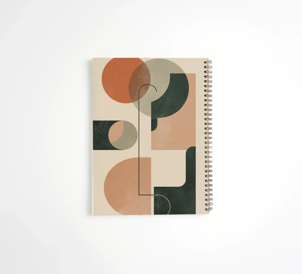 Abstract Geometric Composition with Circles Rectangles spiral notebook by DesignDoodle