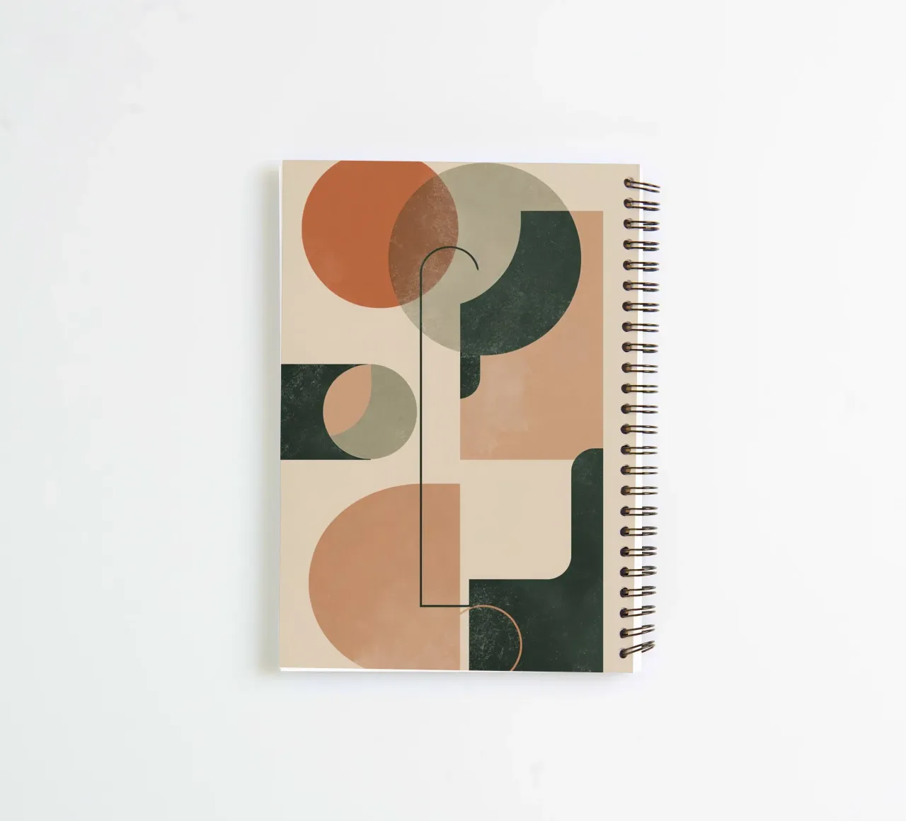 Abstract Geometric Composition with Circles Rectangles spiral notebook by DesignDoodle