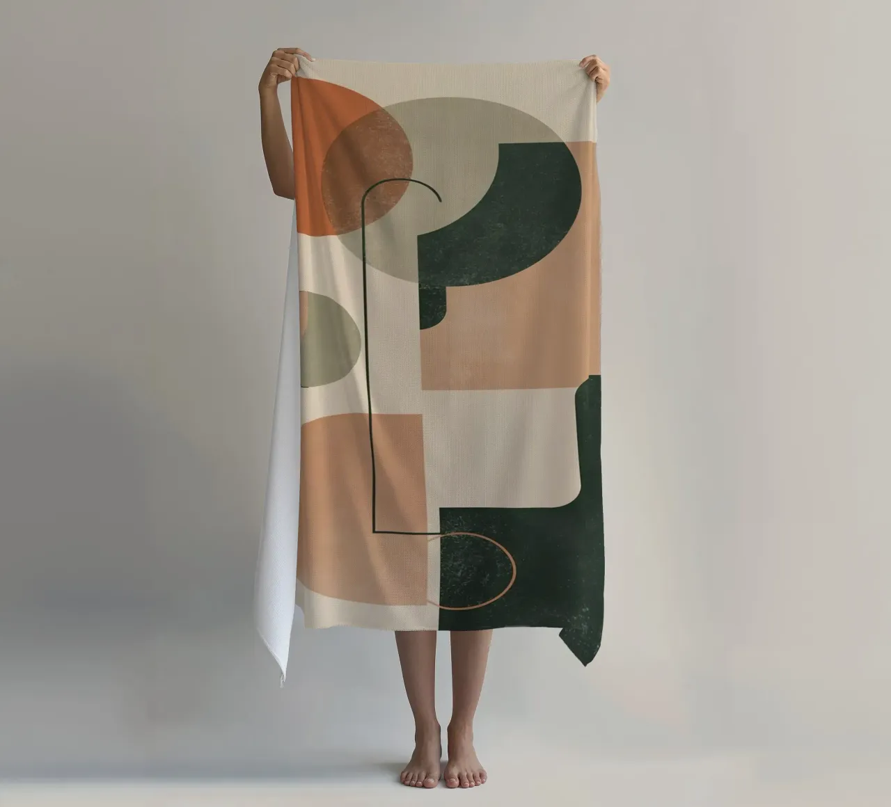 Abstract Geometric Composition with Circles Rectangles beach towel by DesignDoodle