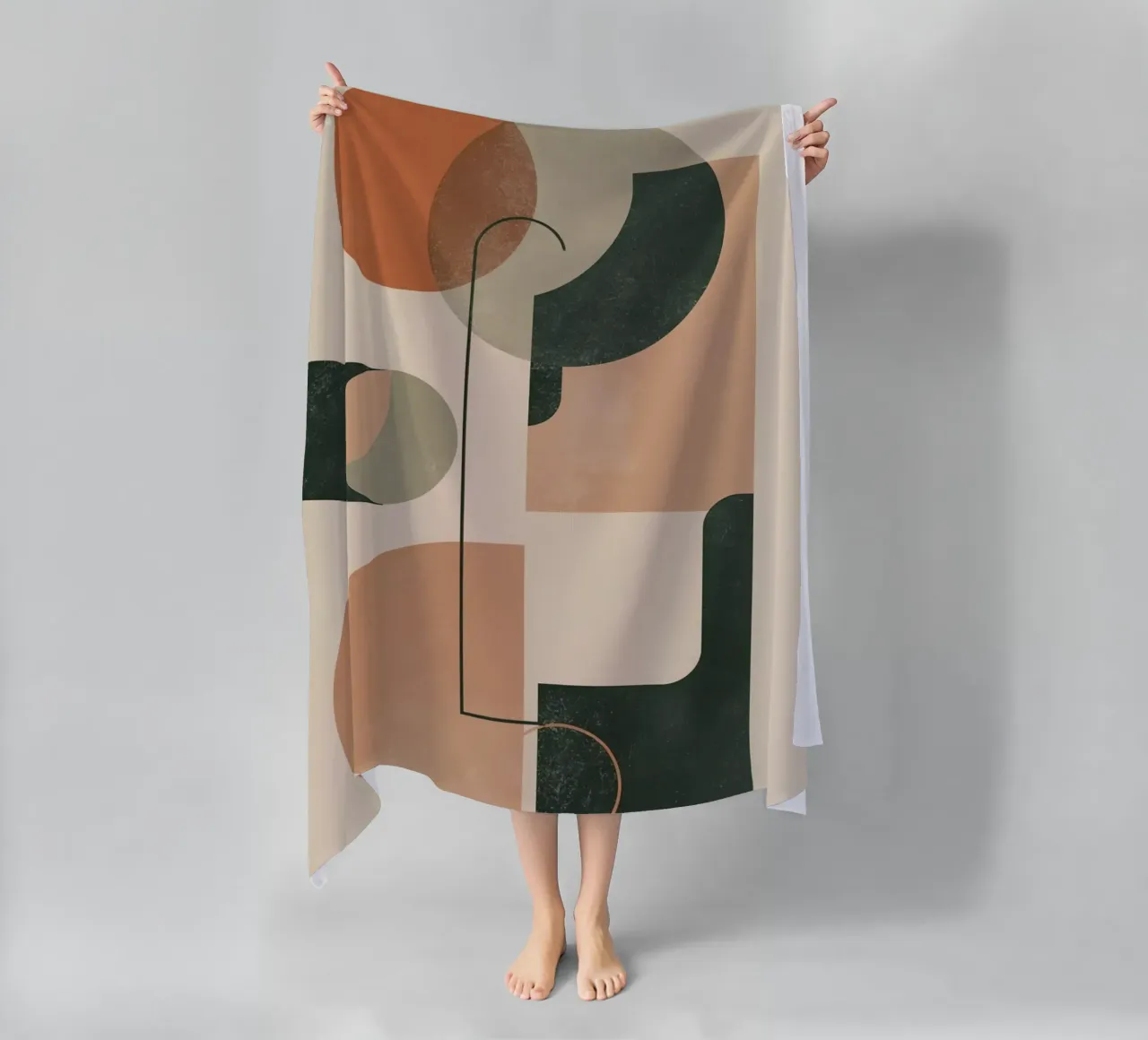 Abstract Geometric Composition with Circles Rectangles beach towel by DesignDoodle