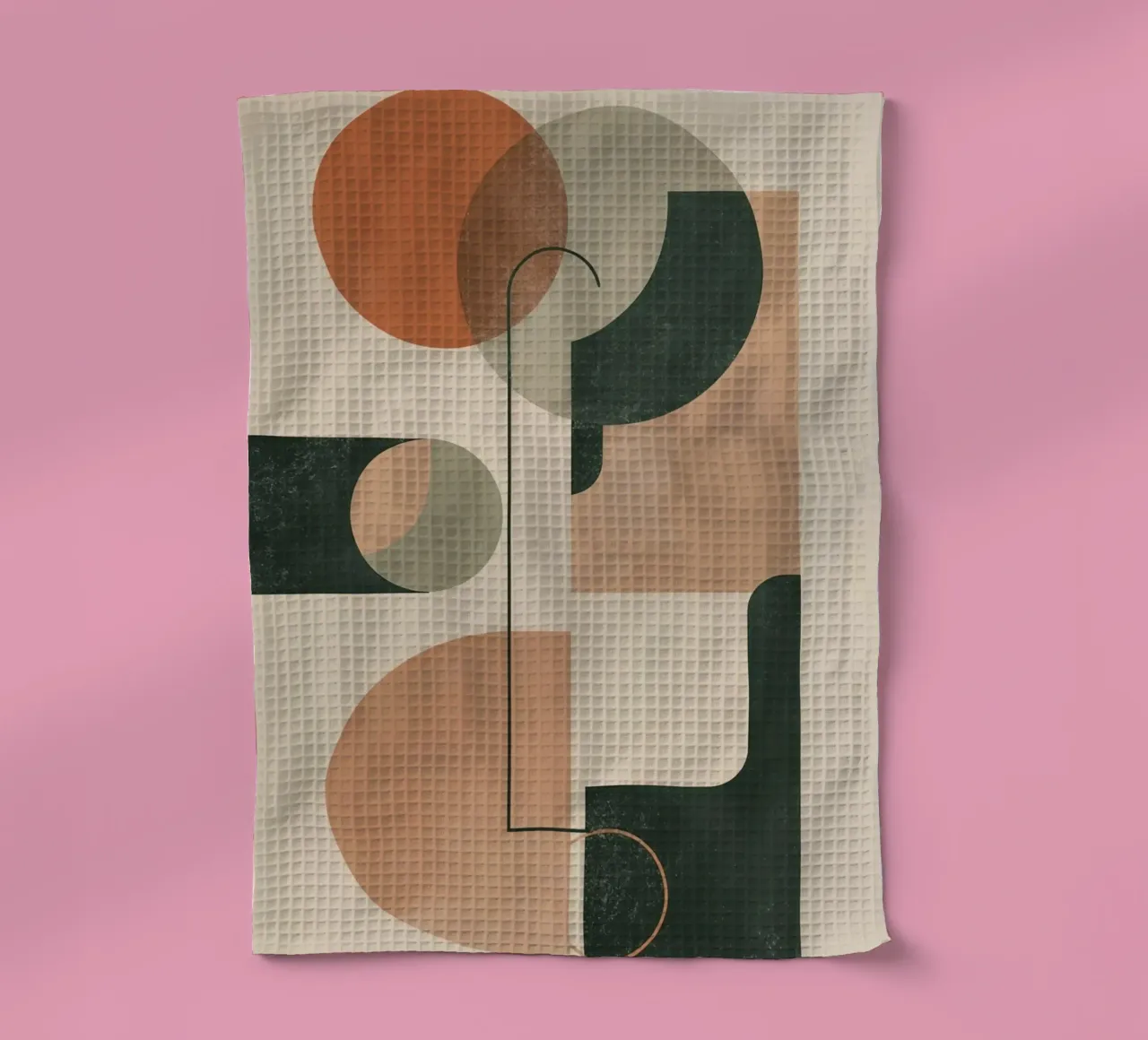 Abstract Geometric Composition with Circles Rectangles tea towel by DesignDoodle