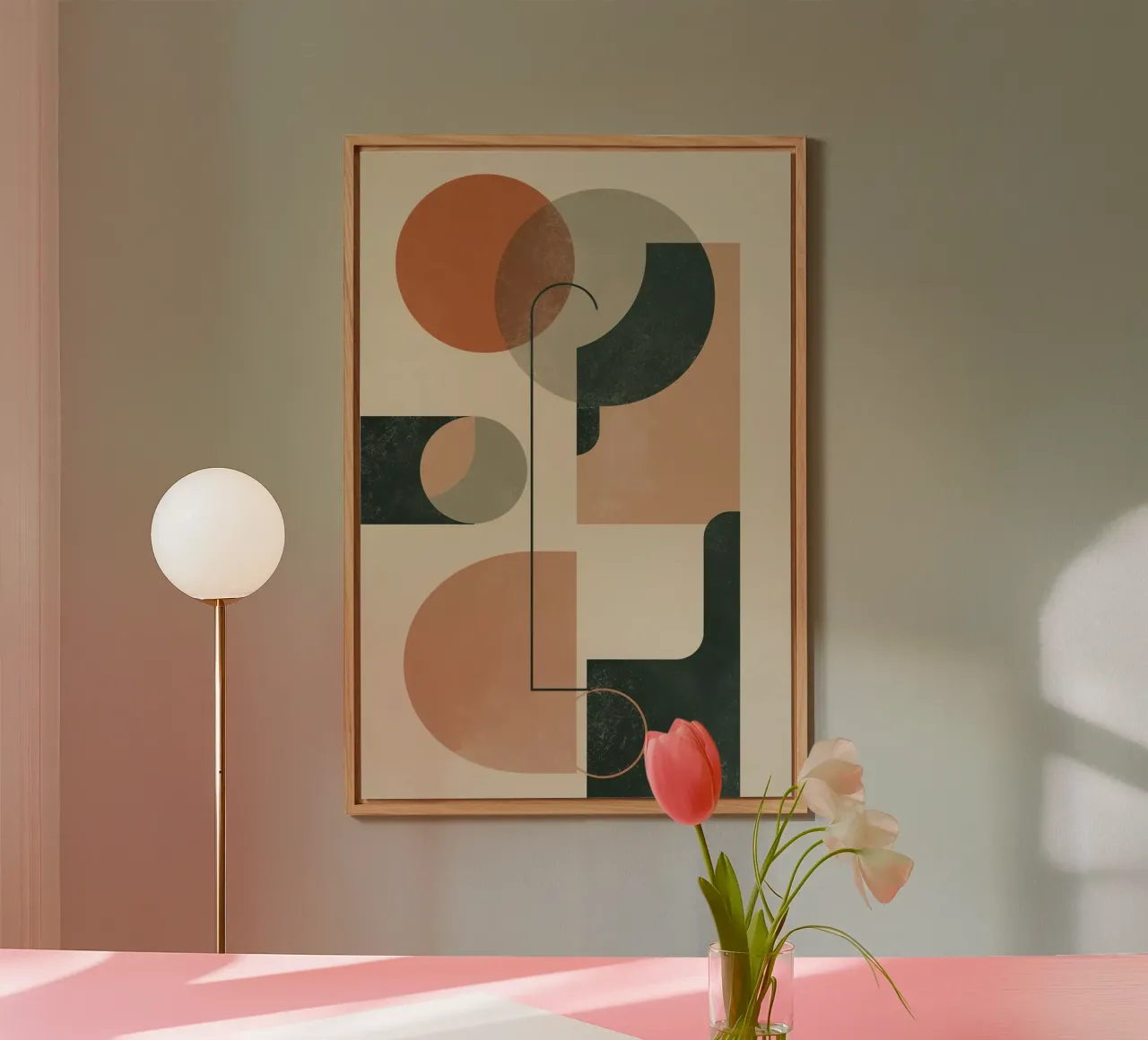 Composición geométrica abstracta con círculos rectángulos aluminio dibond de DesignDoodle