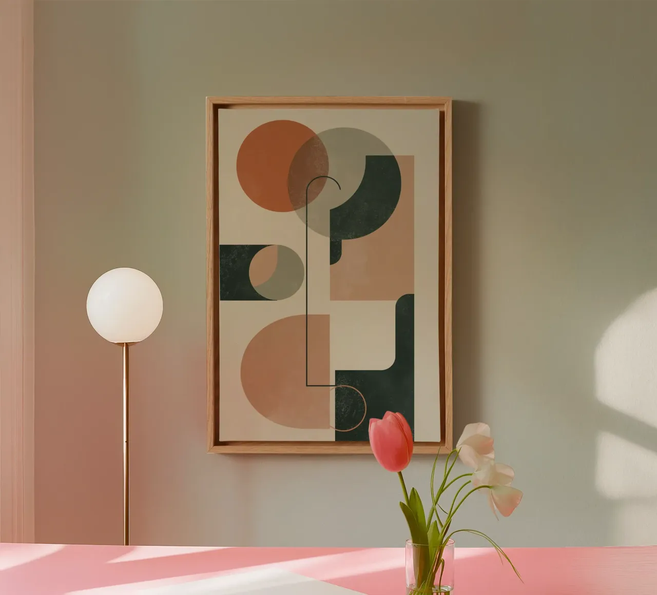 Abstract Geometric Composition with Circles Rectangles canvas by DesignDoodle