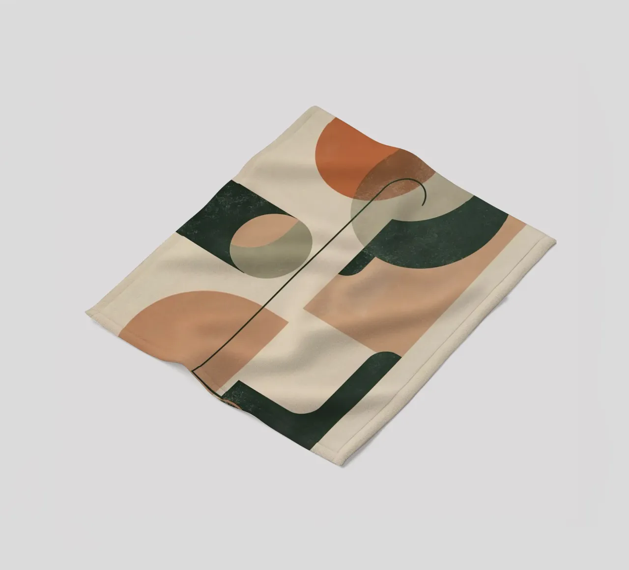 Abstract Geometric Composition with Circles Rectangles fleece blanket by DesignDoodle