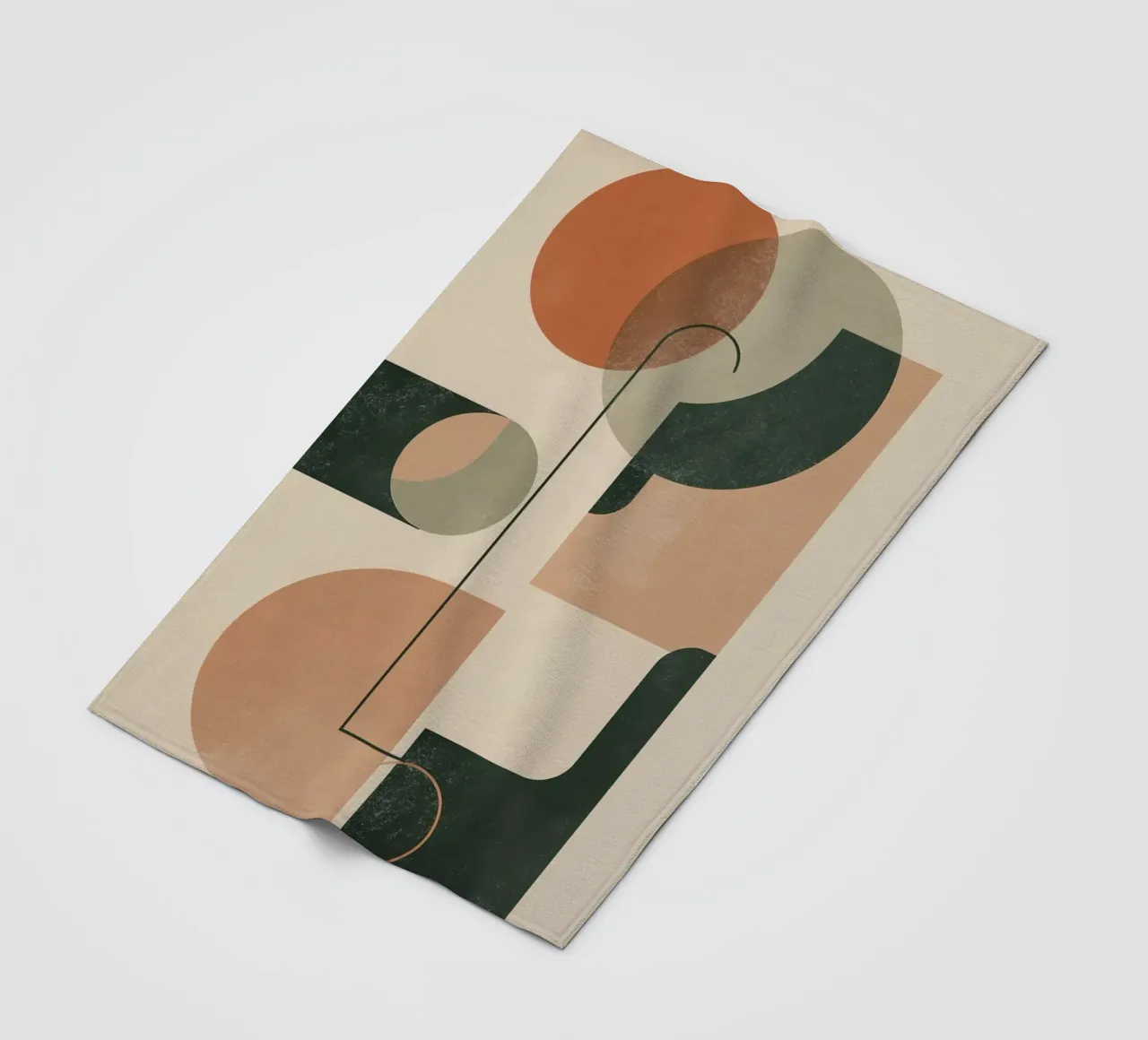 Abstract Geometric Composition with Circles Rectangles fleece blanket by DesignDoodle