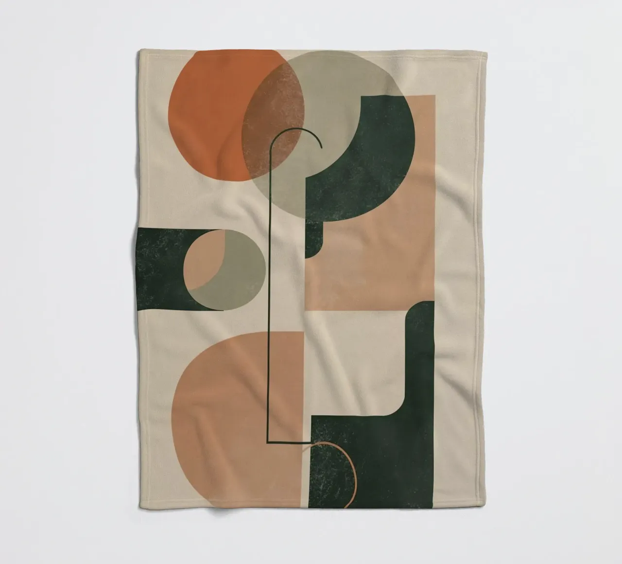 Abstract Geometric Composition with Circles Rectangles fleece blanket by DesignDoodle