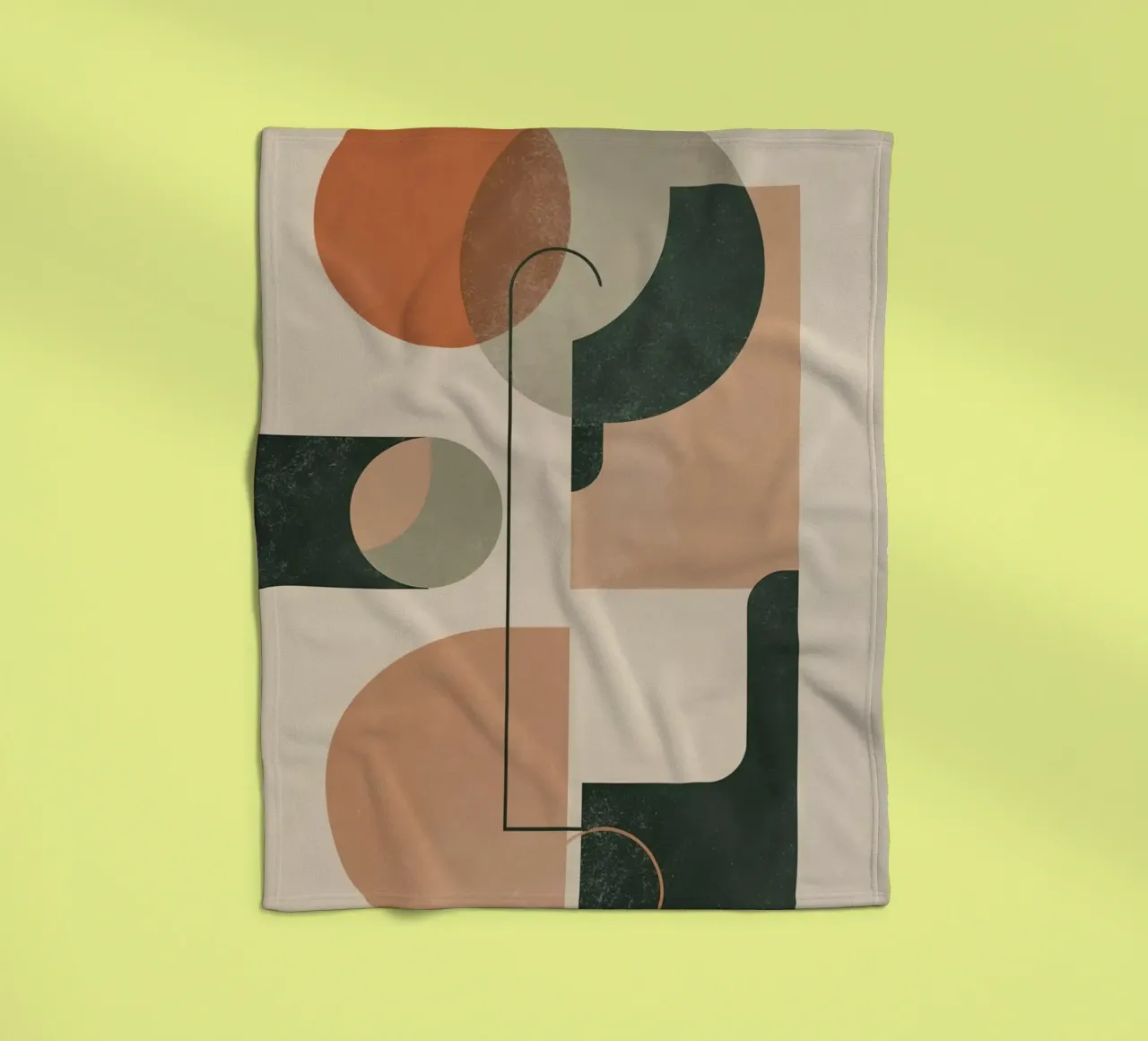 Abstract Geometric Composition with Circles Rectangles fleece blanket by DesignDoodle