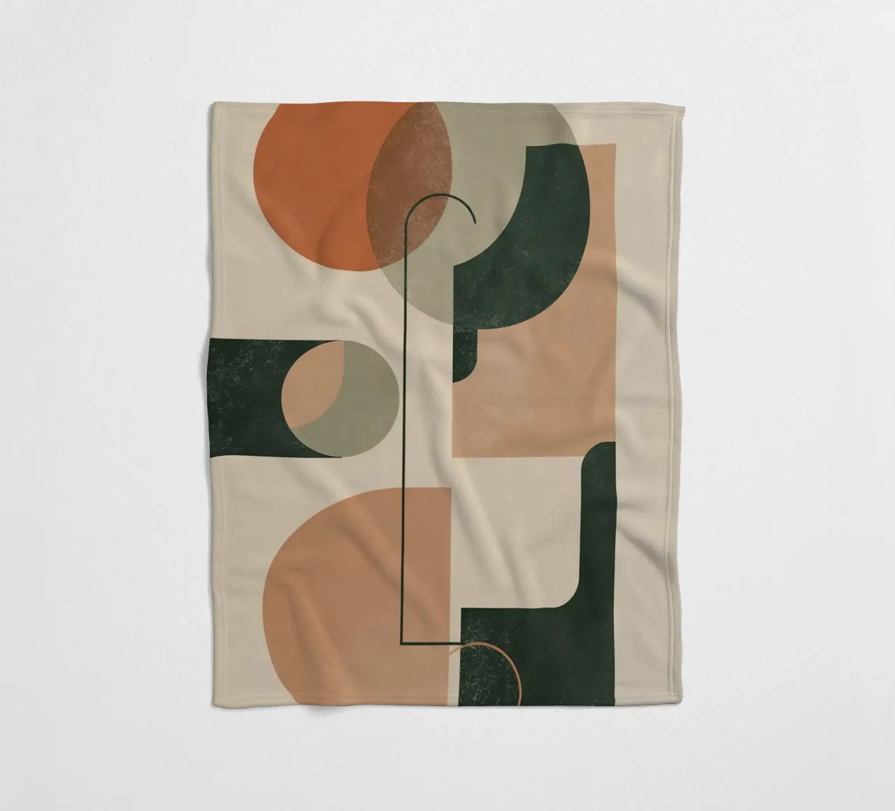 Abstract Geometric Composition with Circles Rectangles fleece blanket by DesignDoodle